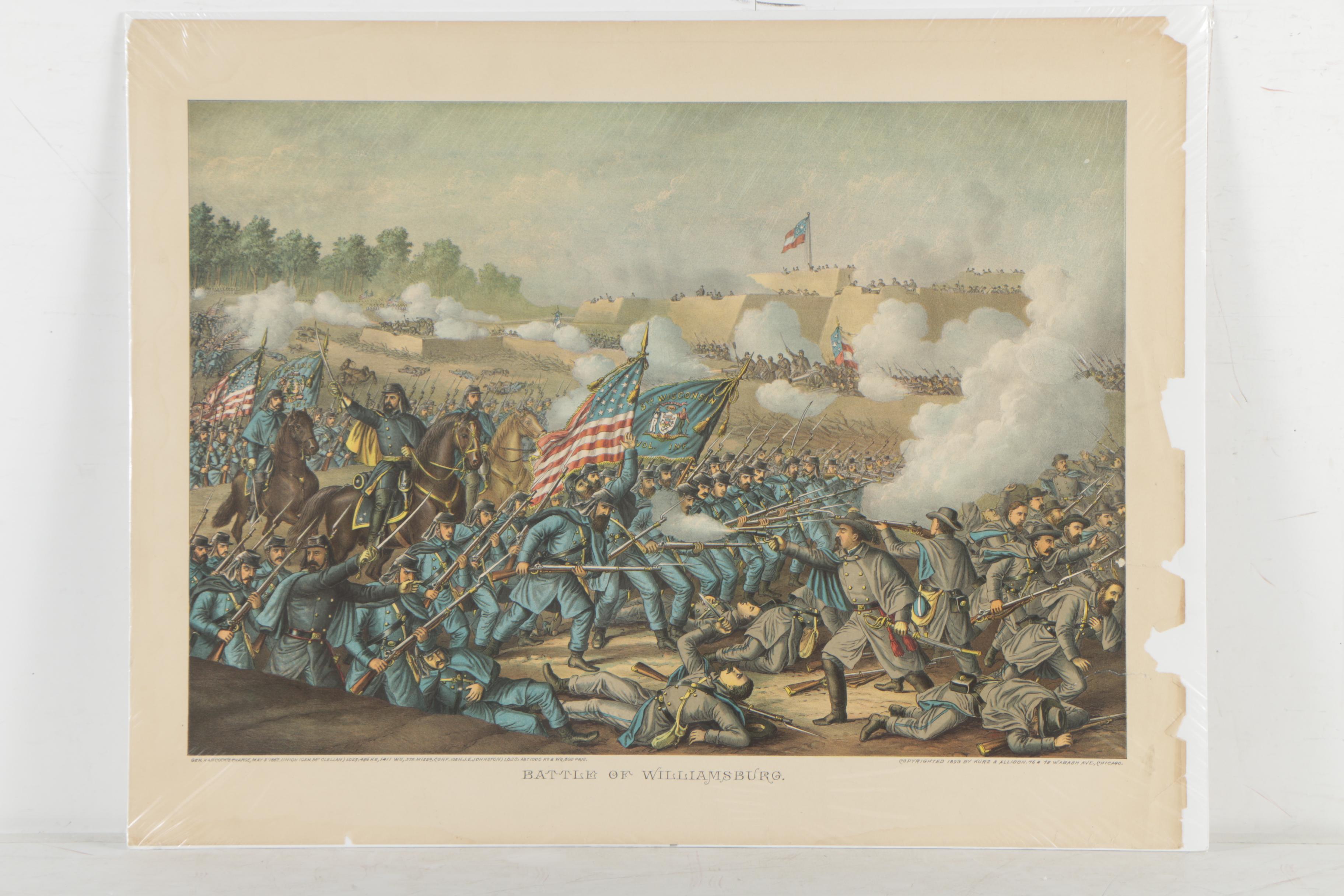 Antique Kurz and Allison Chromolithographs of Civil War Battles