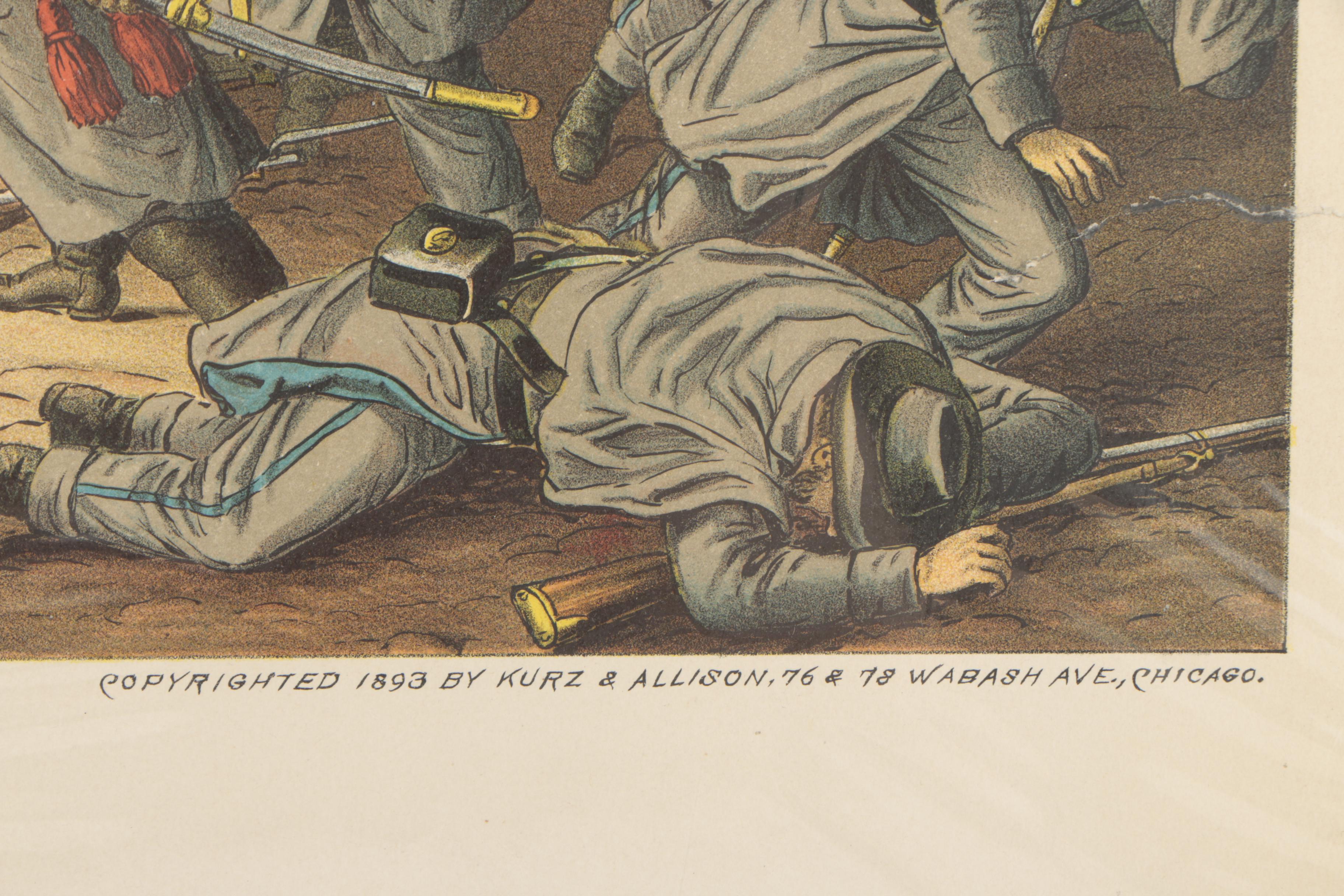 Antique Kurz and Allison Chromolithographs of Civil War Battles