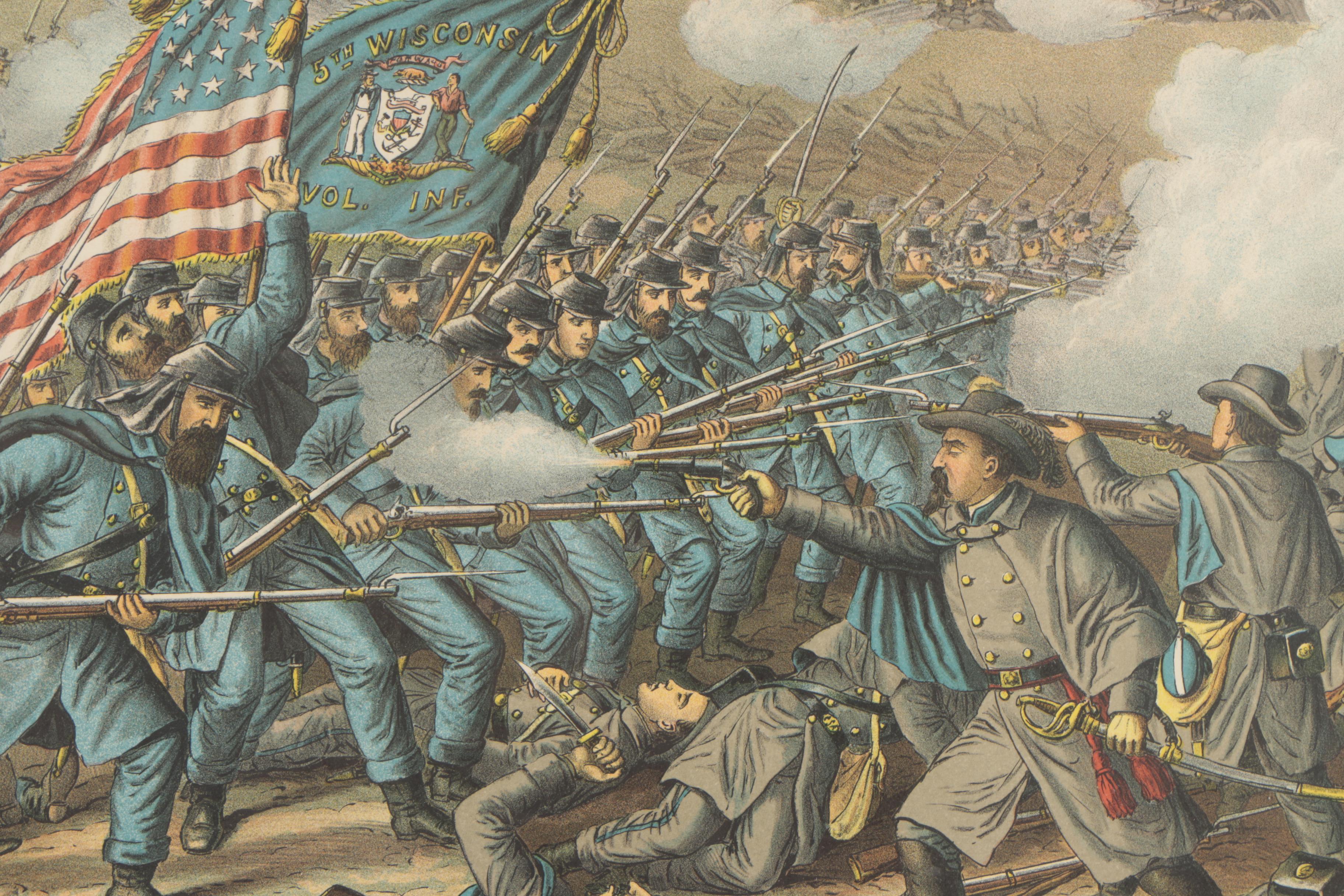 Antique Kurz and Allison Chromolithographs of Civil War Battles