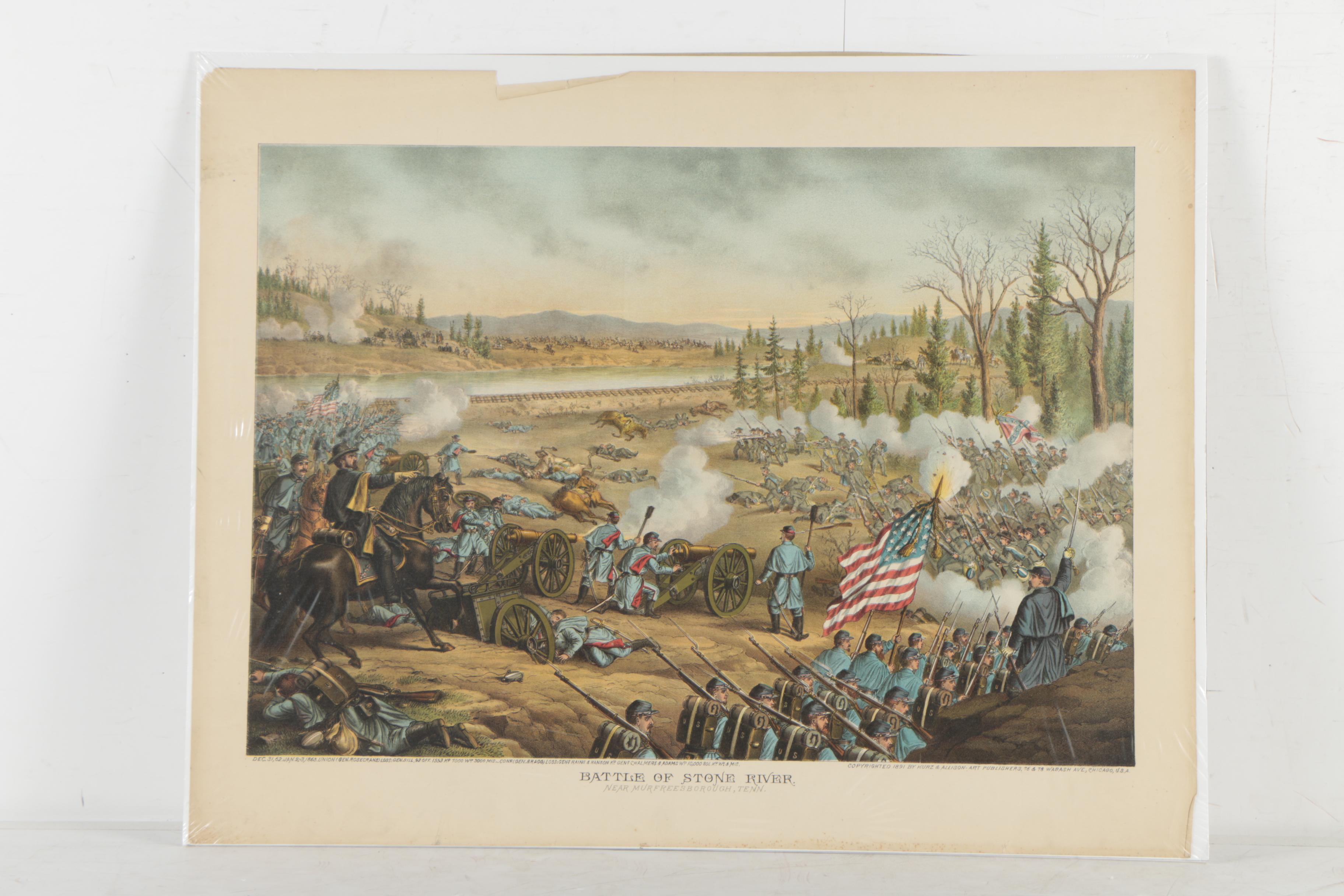 Antique Kurz and Allison Chromolithographs of Civil War Battles