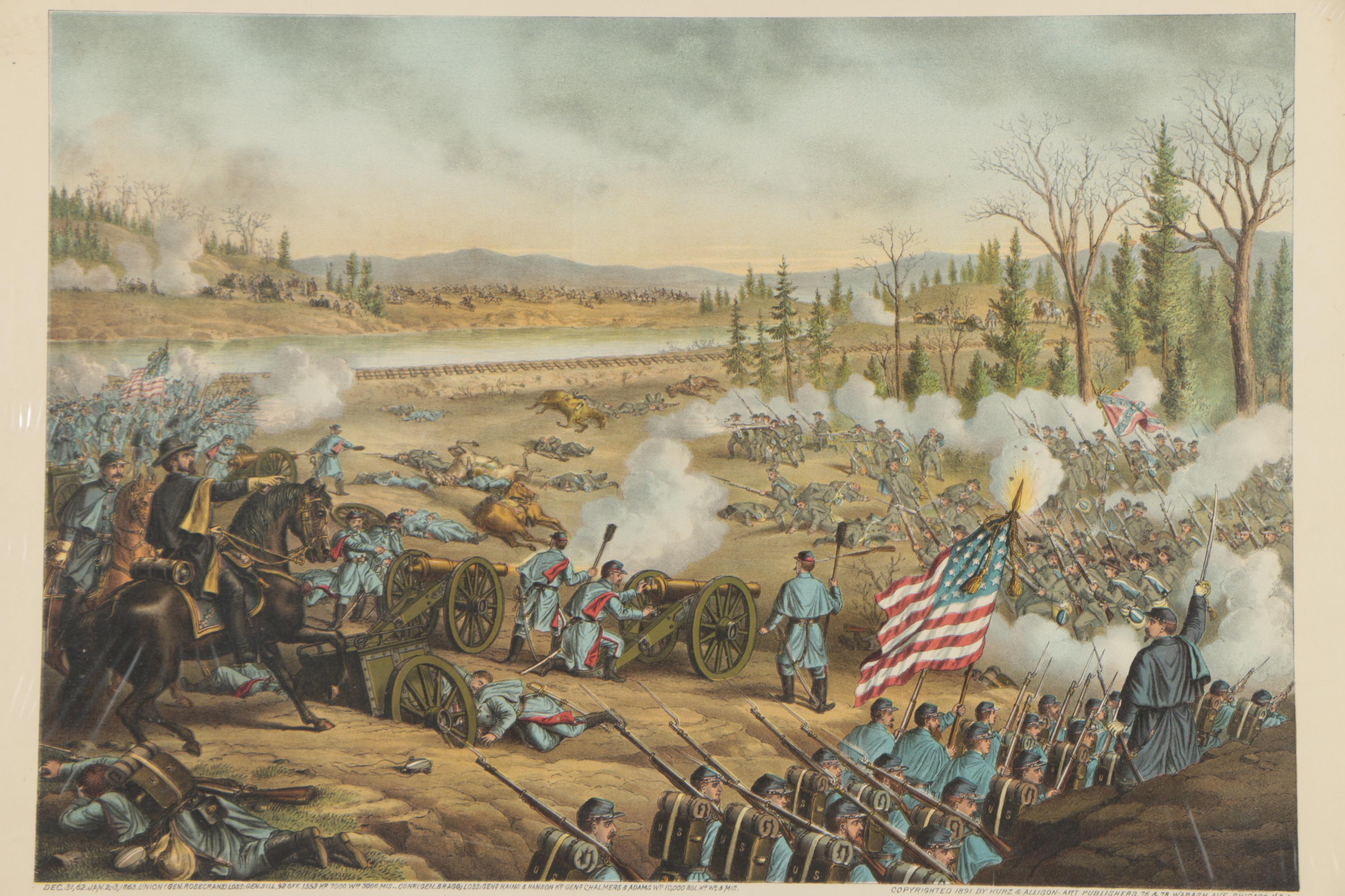 Antique Kurz and Allison Chromolithographs of Civil War Battles