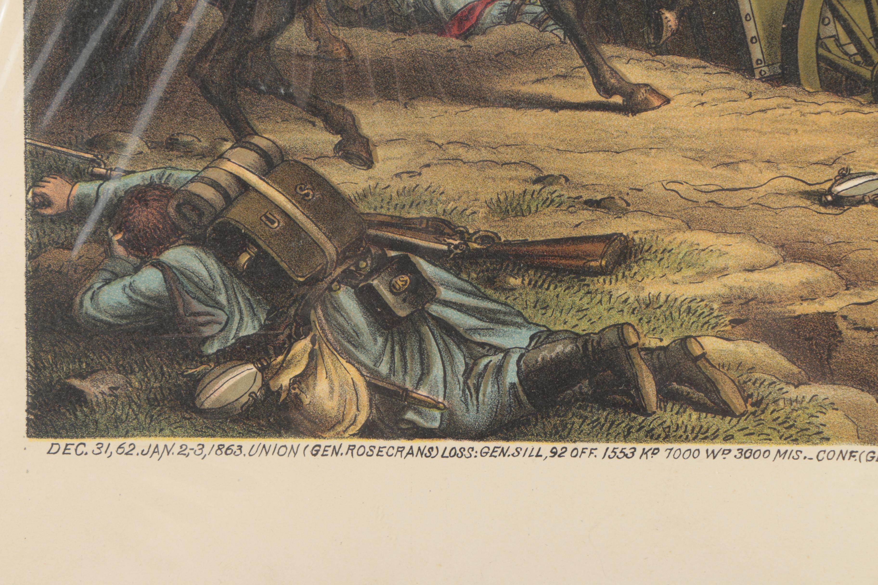 Antique Kurz and Allison Chromolithographs of Civil War Battles