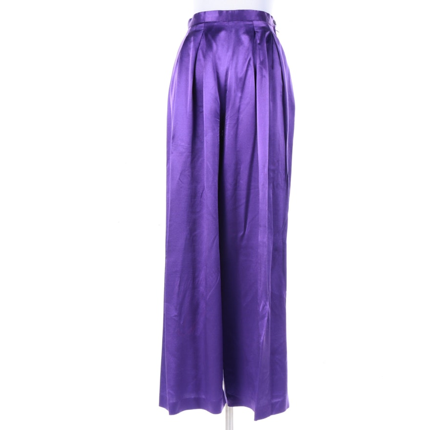 Women's Missoni Purple Silk and Wool Blend Wide Leg Trousers