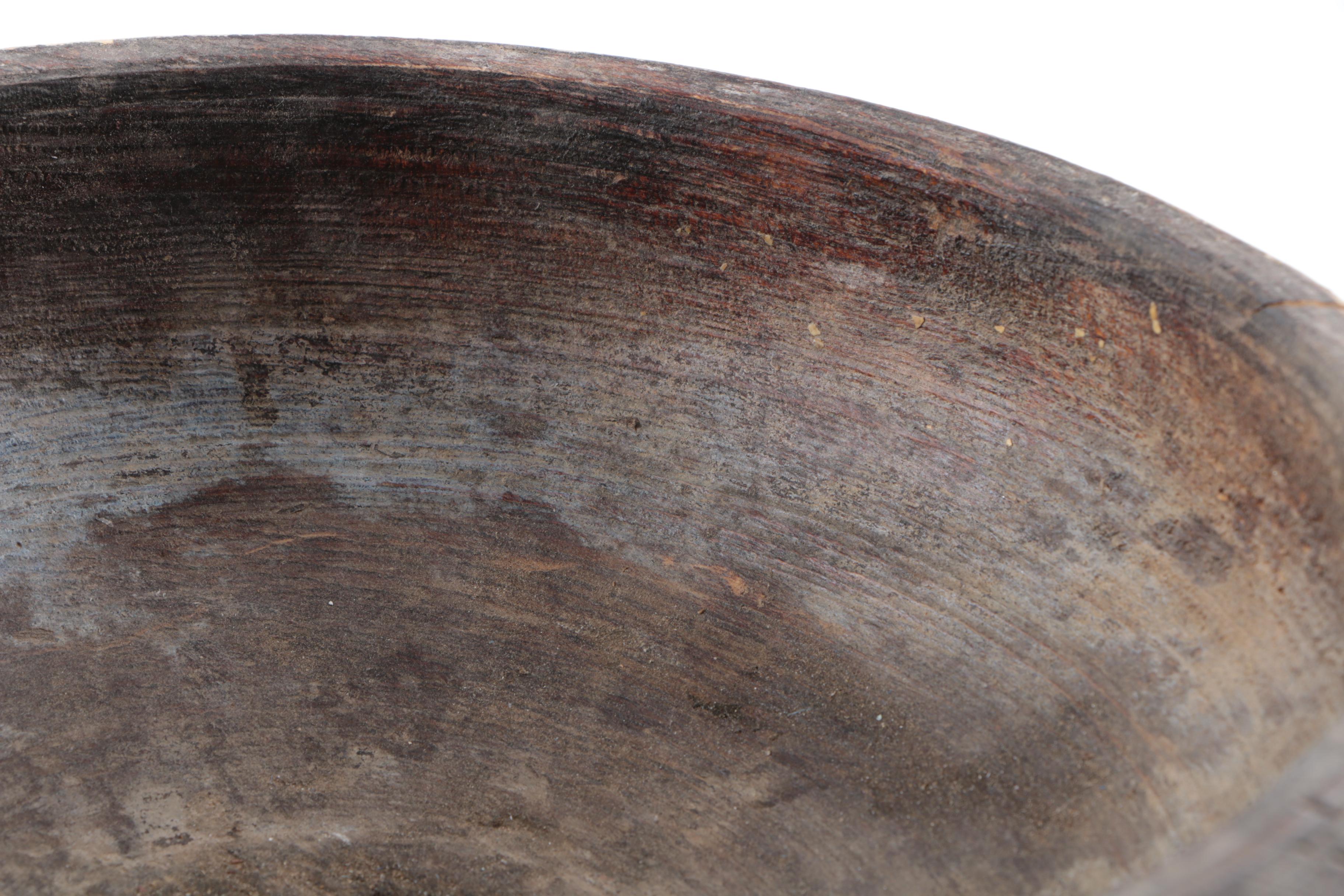 Vintage Primitive Carved Wood Compote Bowl