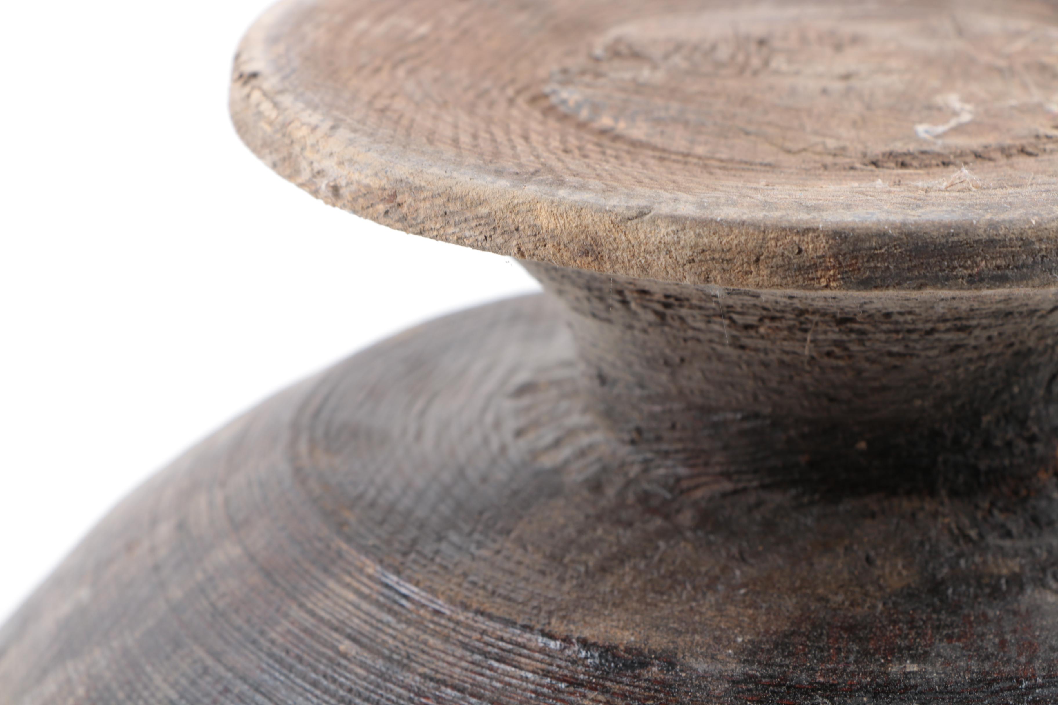 Vintage Primitive Carved Wood Compote Bowl