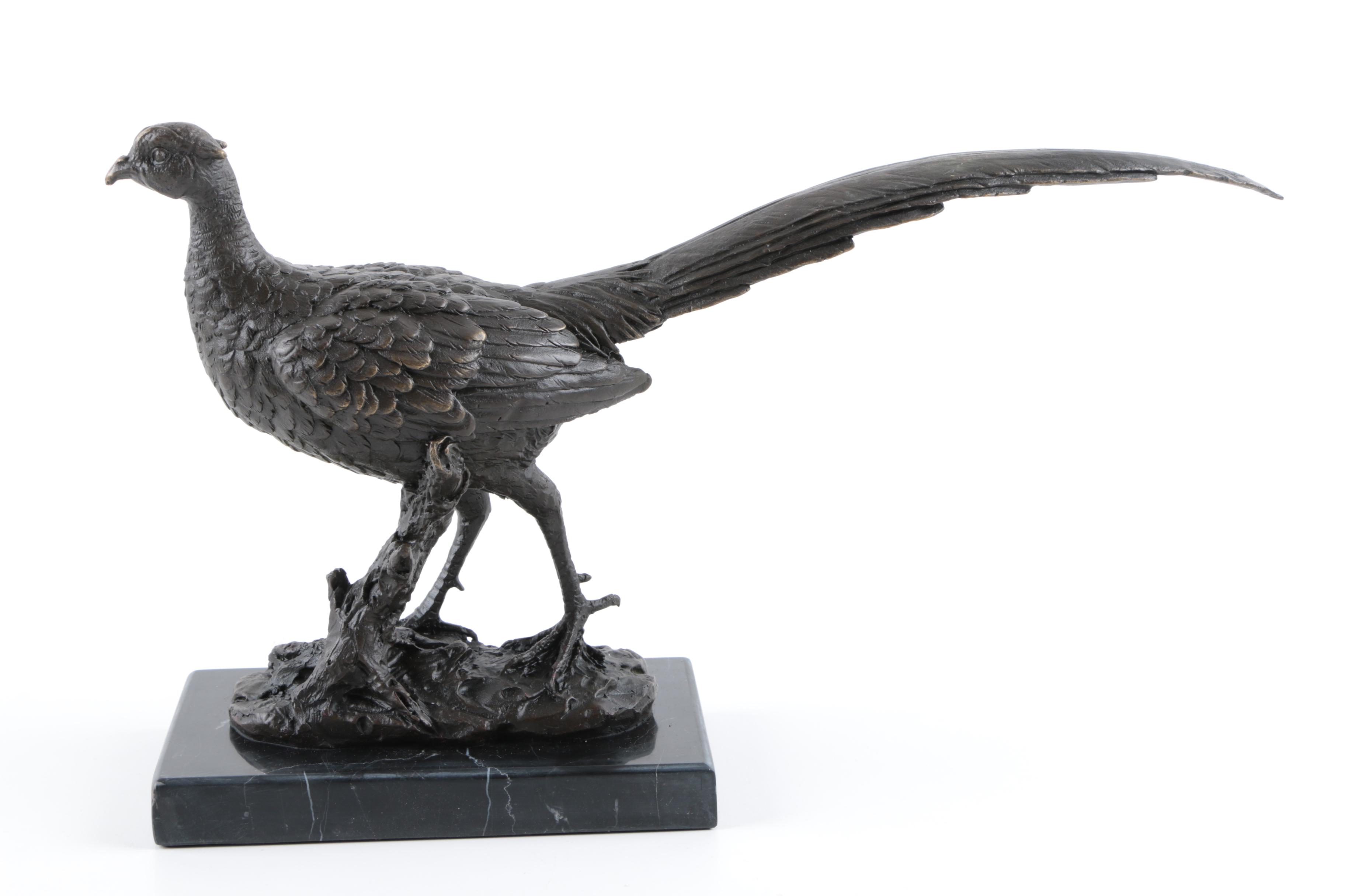 Contemporary Bronze Pheasant Sculpture