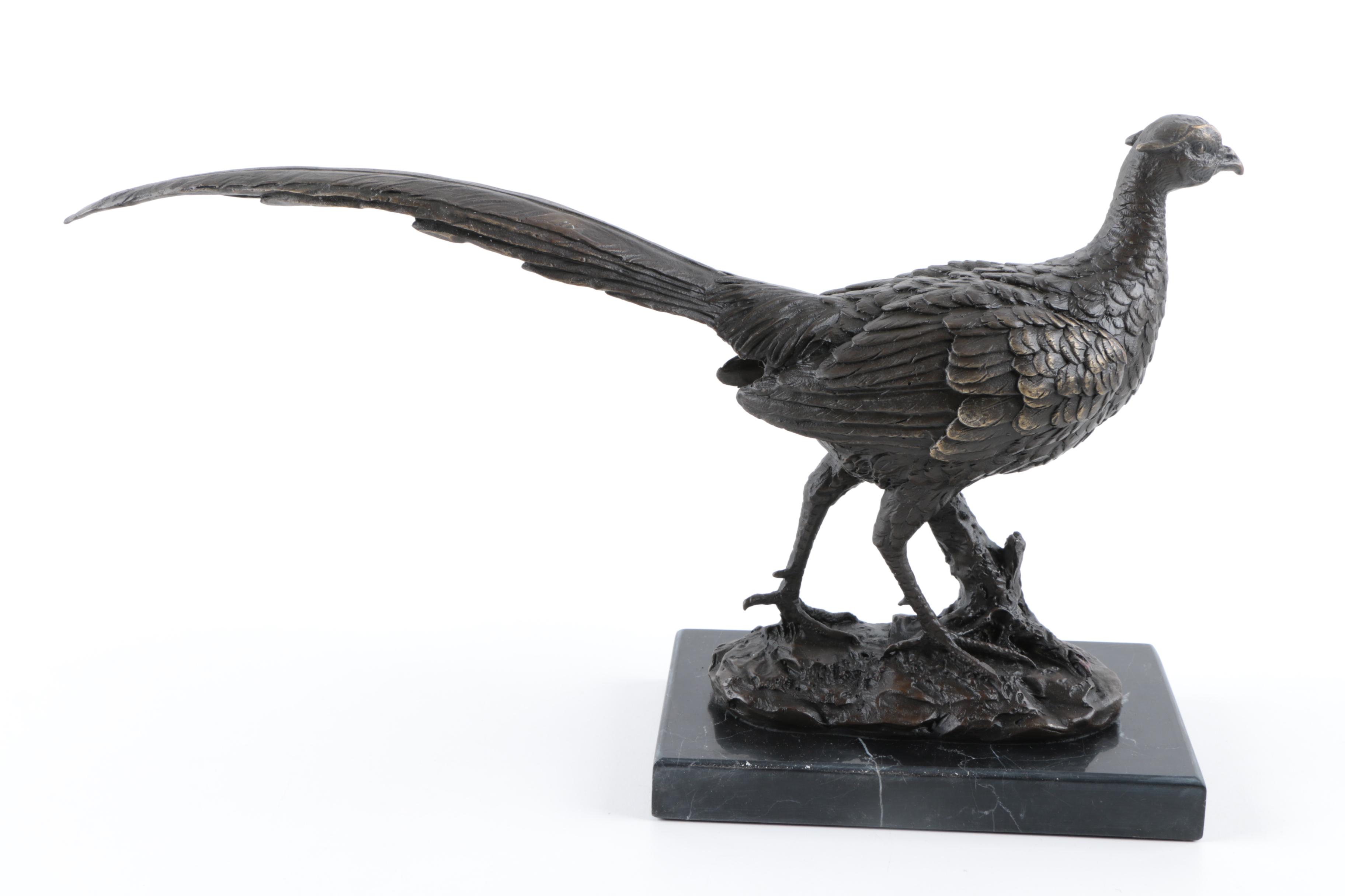 Contemporary Bronze Pheasant Sculpture