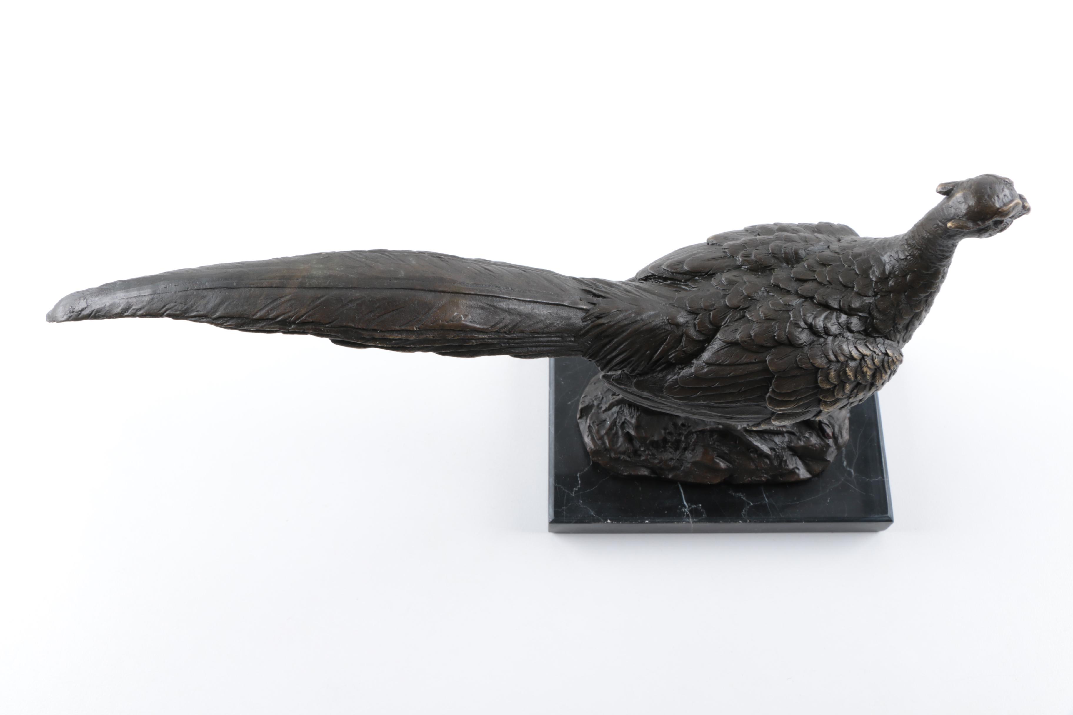 Contemporary Bronze Pheasant Sculpture