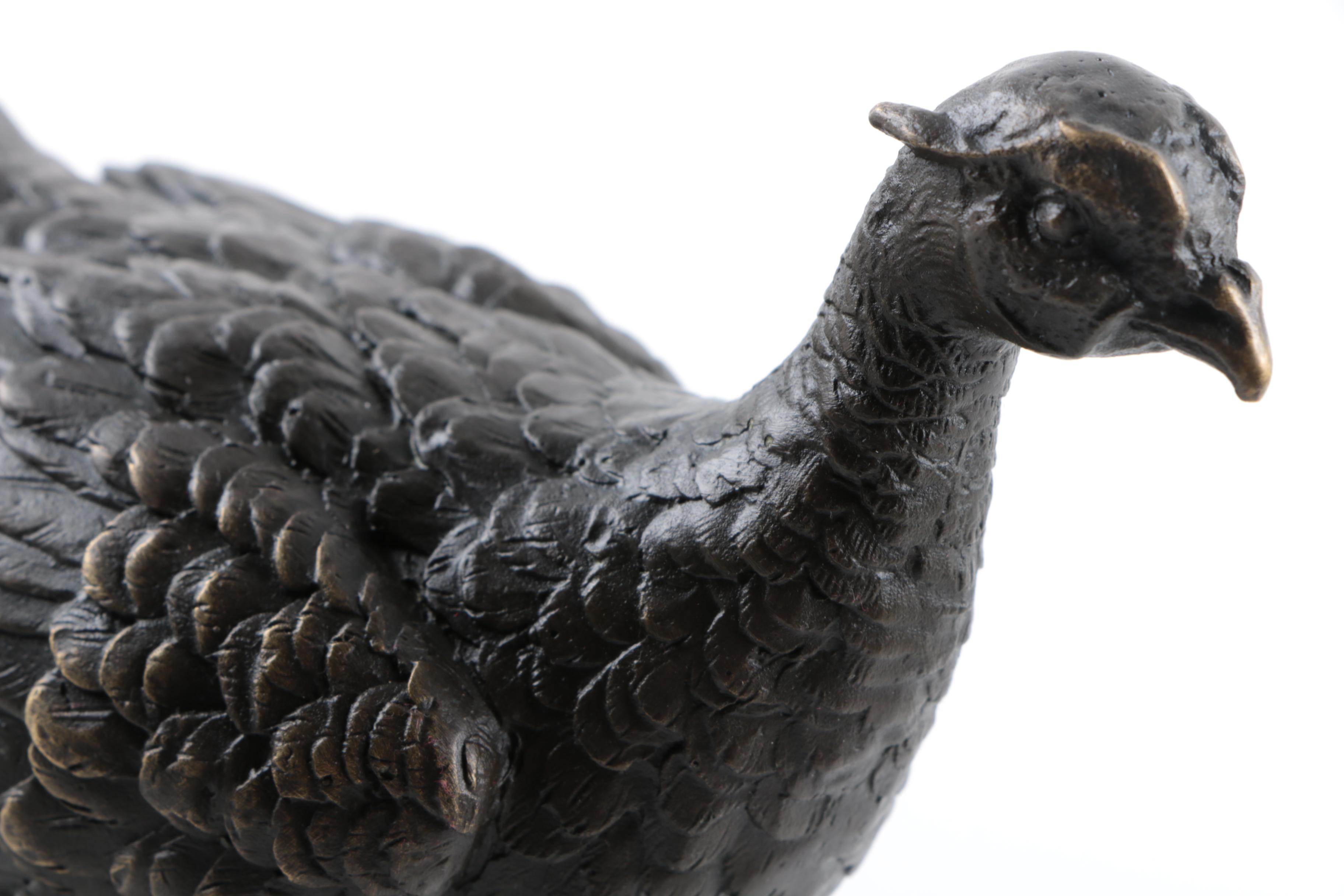 Contemporary Bronze Pheasant Sculpture