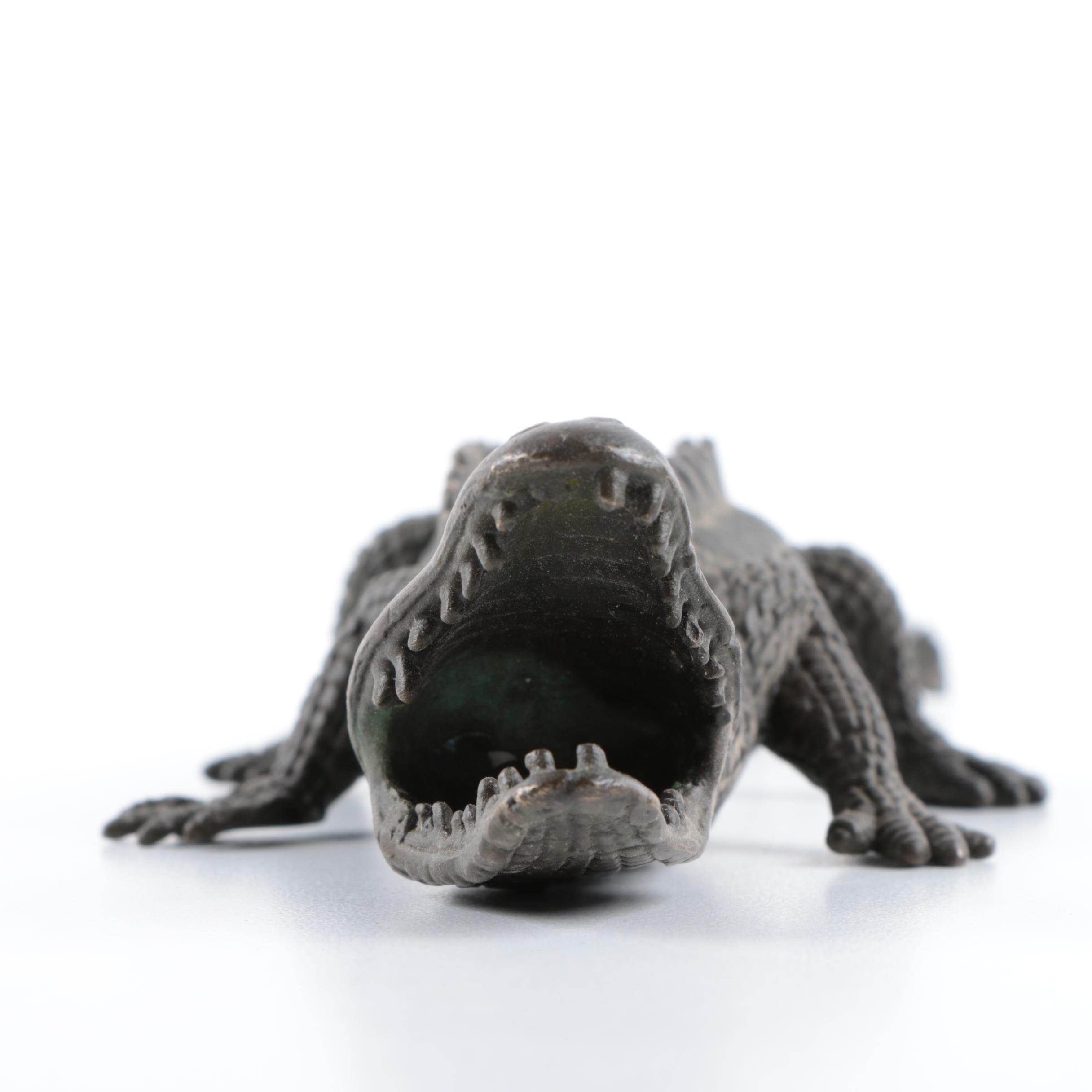 Cast Metal Crocodile Figurine