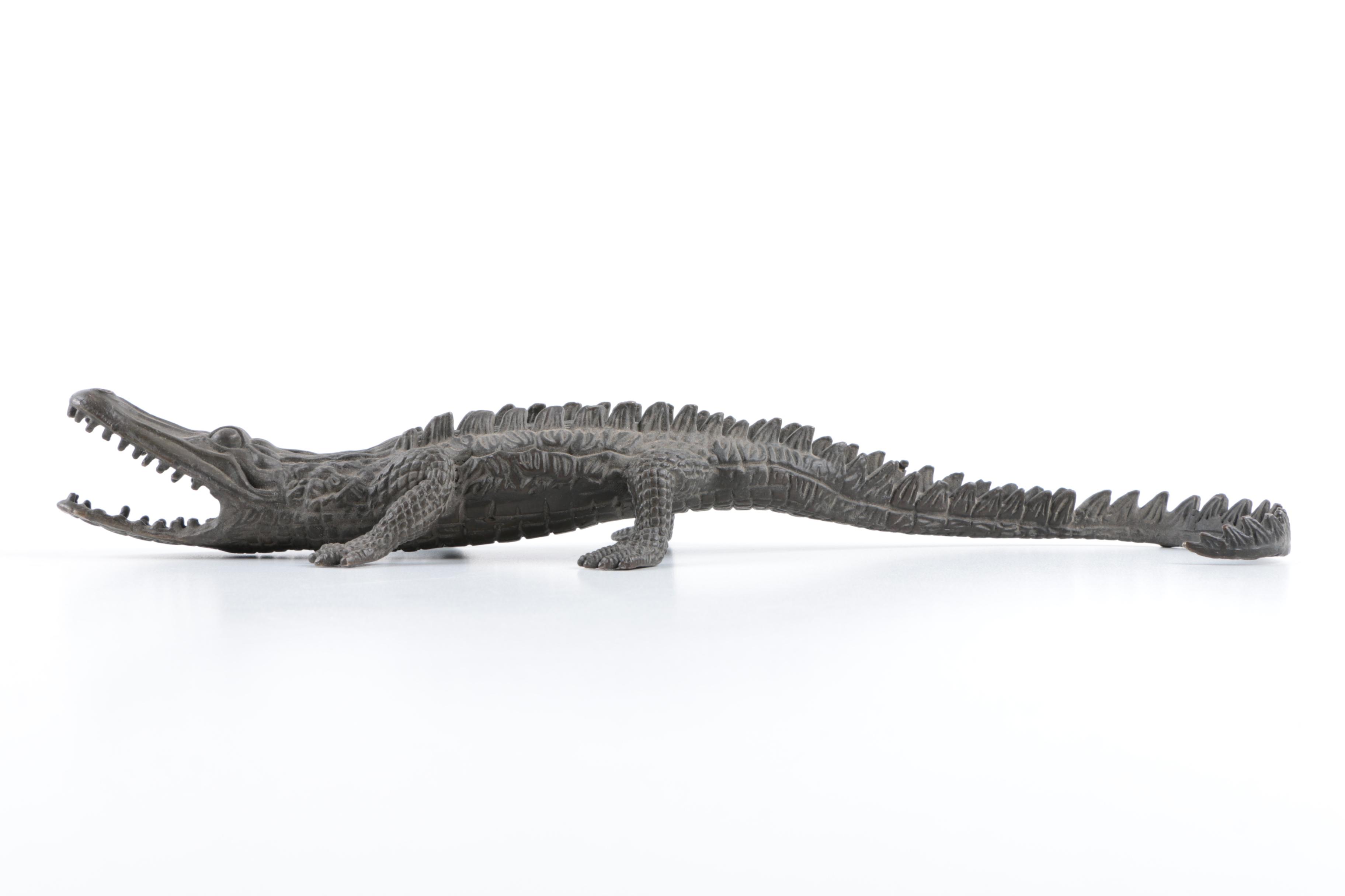 Cast Metal Crocodile Figurine
