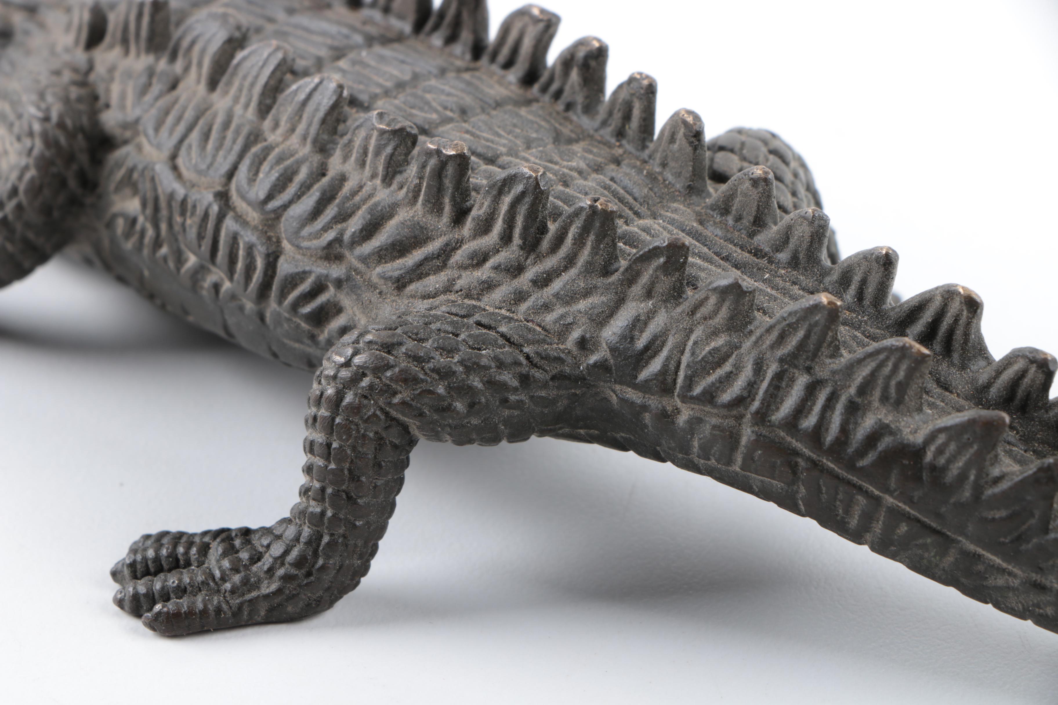 Cast Metal Crocodile Figurine