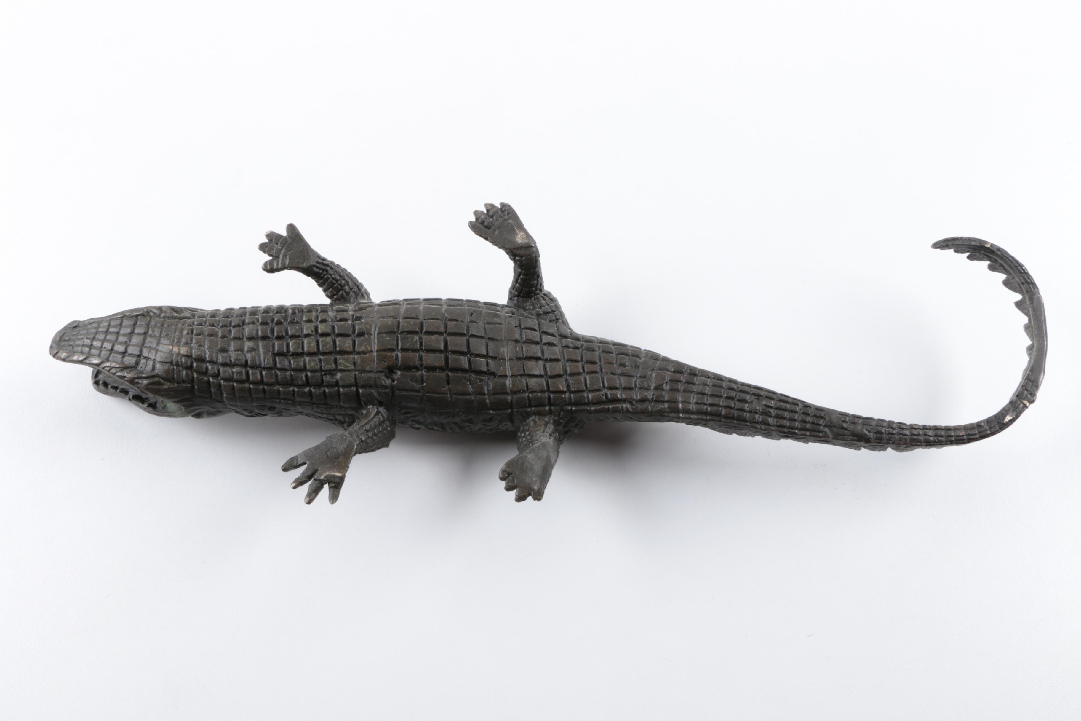 Cast Metal Crocodile Figurine
