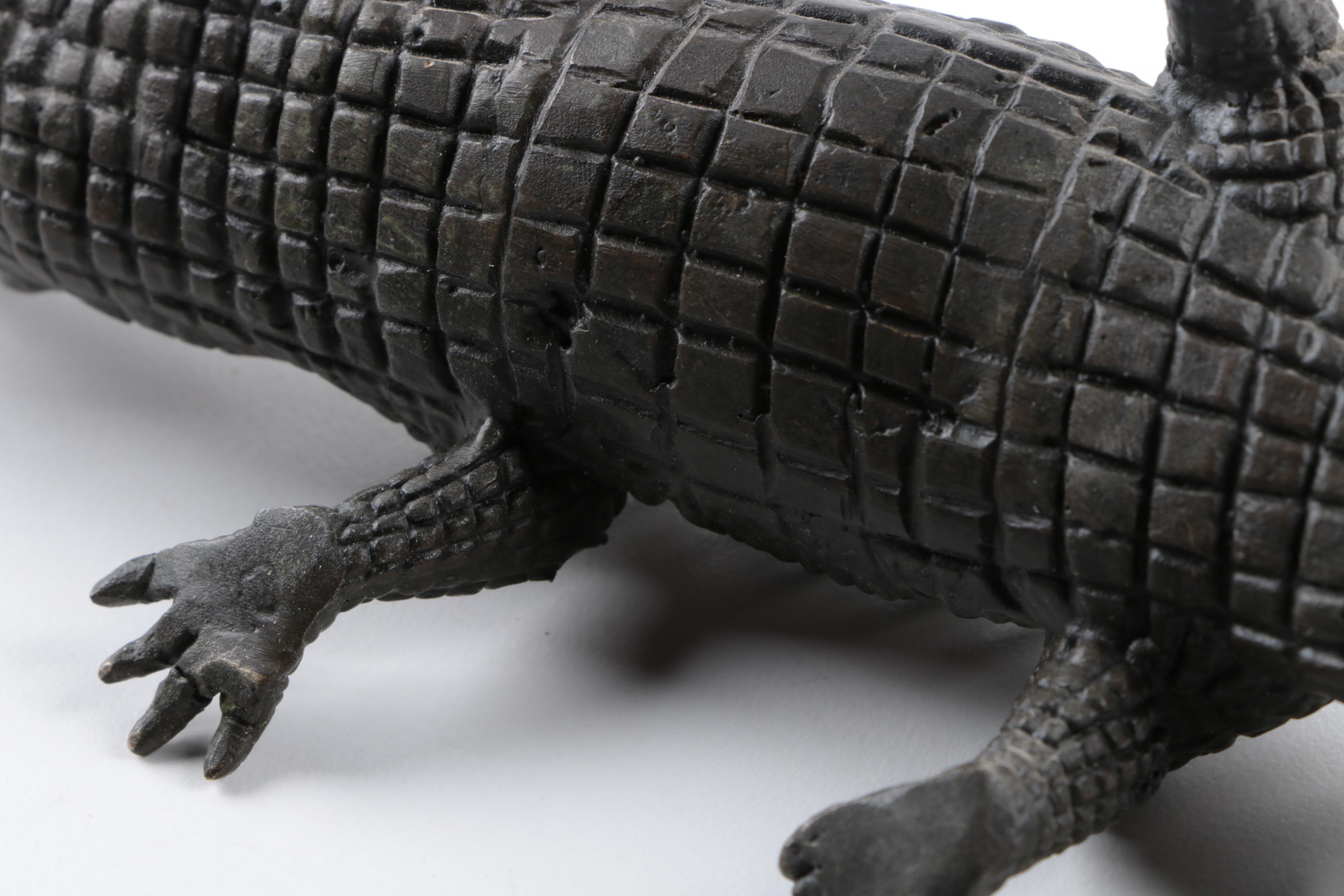 Cast Metal Crocodile Figurine