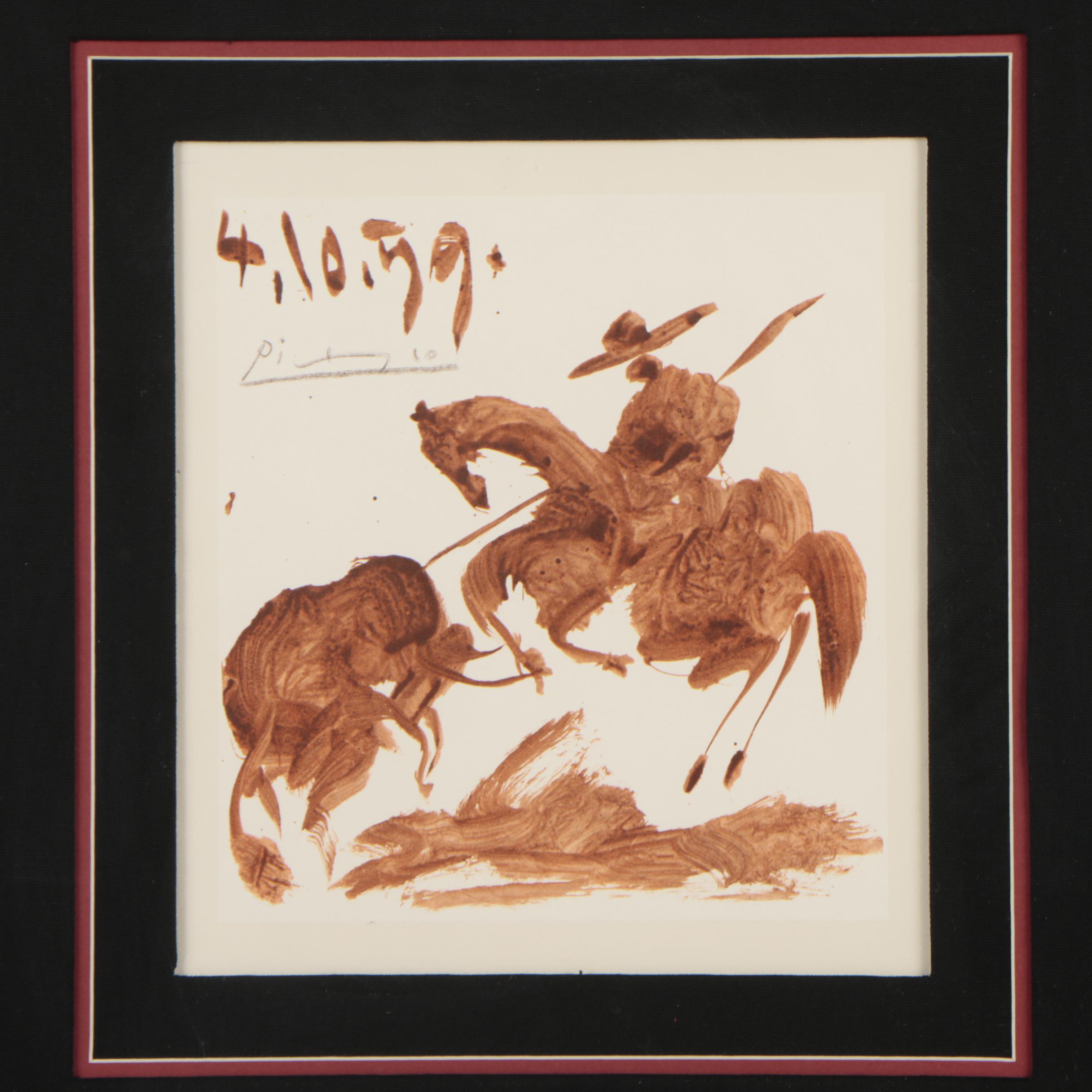 Halftone Print After Pablo Picasso "Bullfight I - Horse Air"