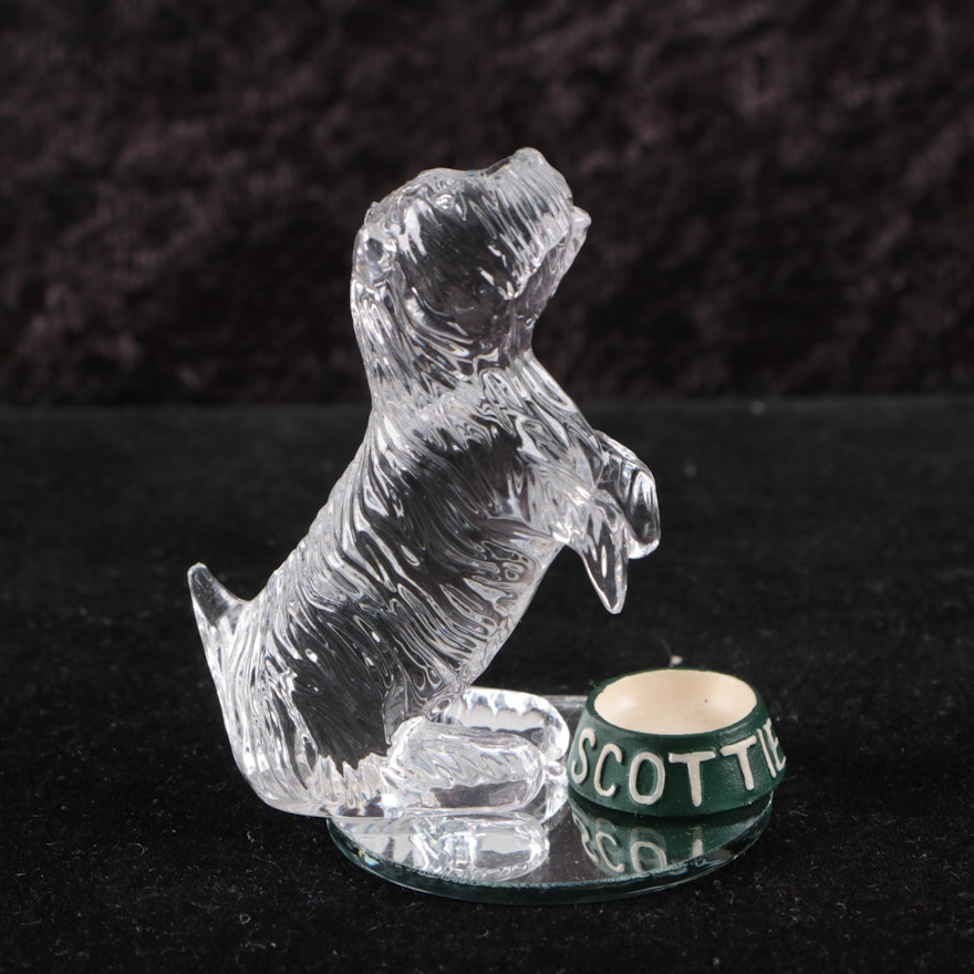 Waterford Crystal Scottie Dog, Dog Bowl, and Mirror Stand