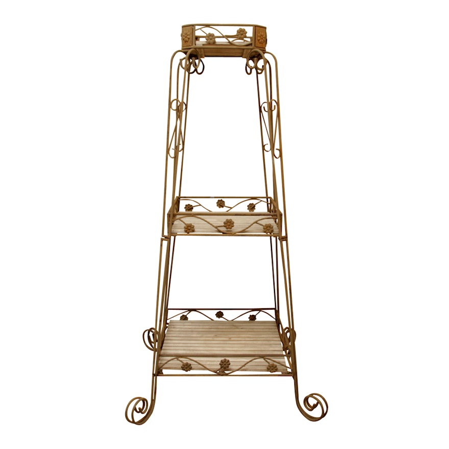 Distressed Metal Three Tier Stand