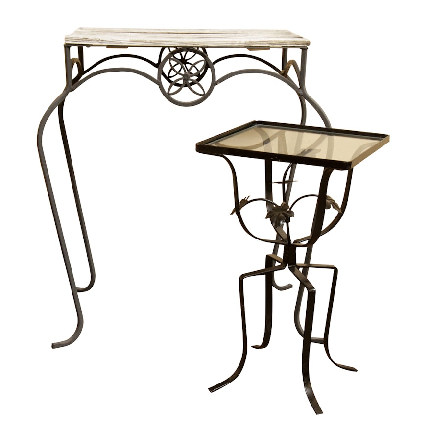 Two Wrought Metal Accent Tables