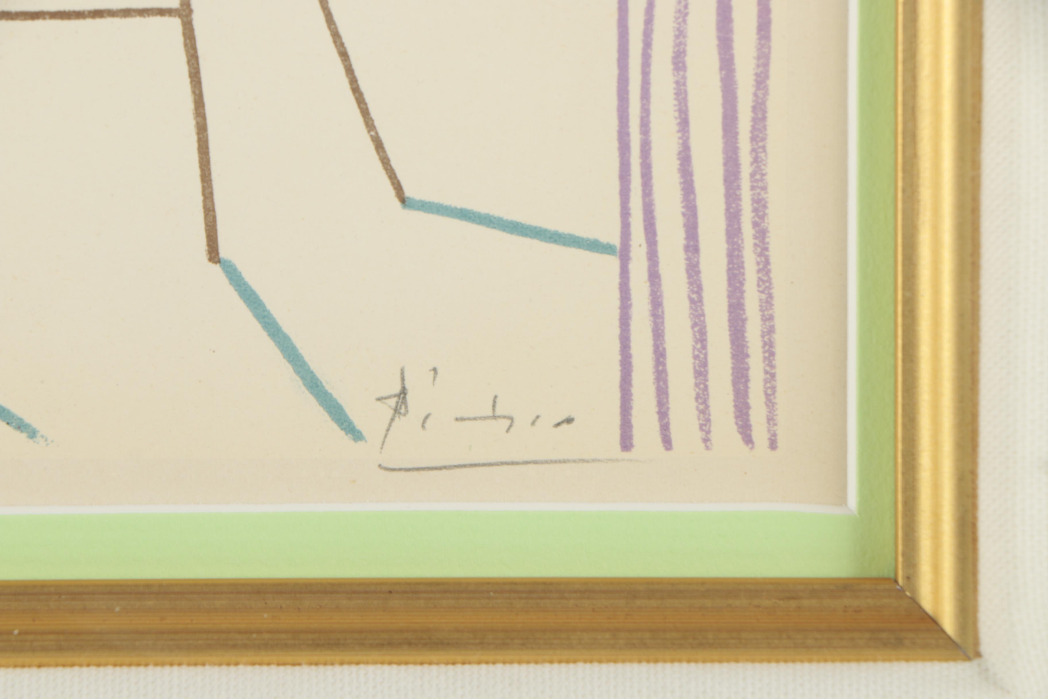 Color Lithograph After Pablo Picasso " The Painter and The Model"