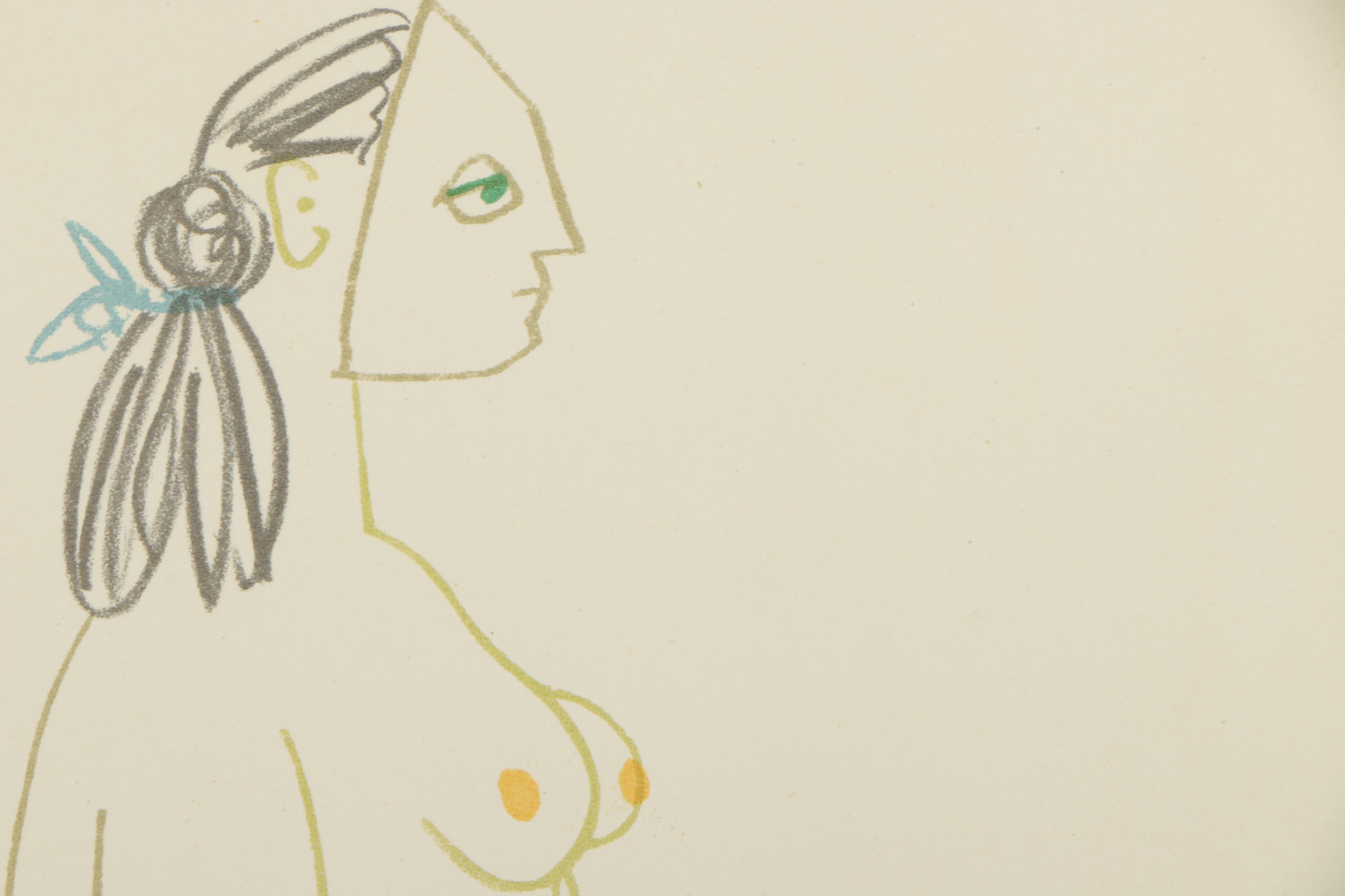 Color Lithograph After Pablo Picasso " The Painter and The Model"