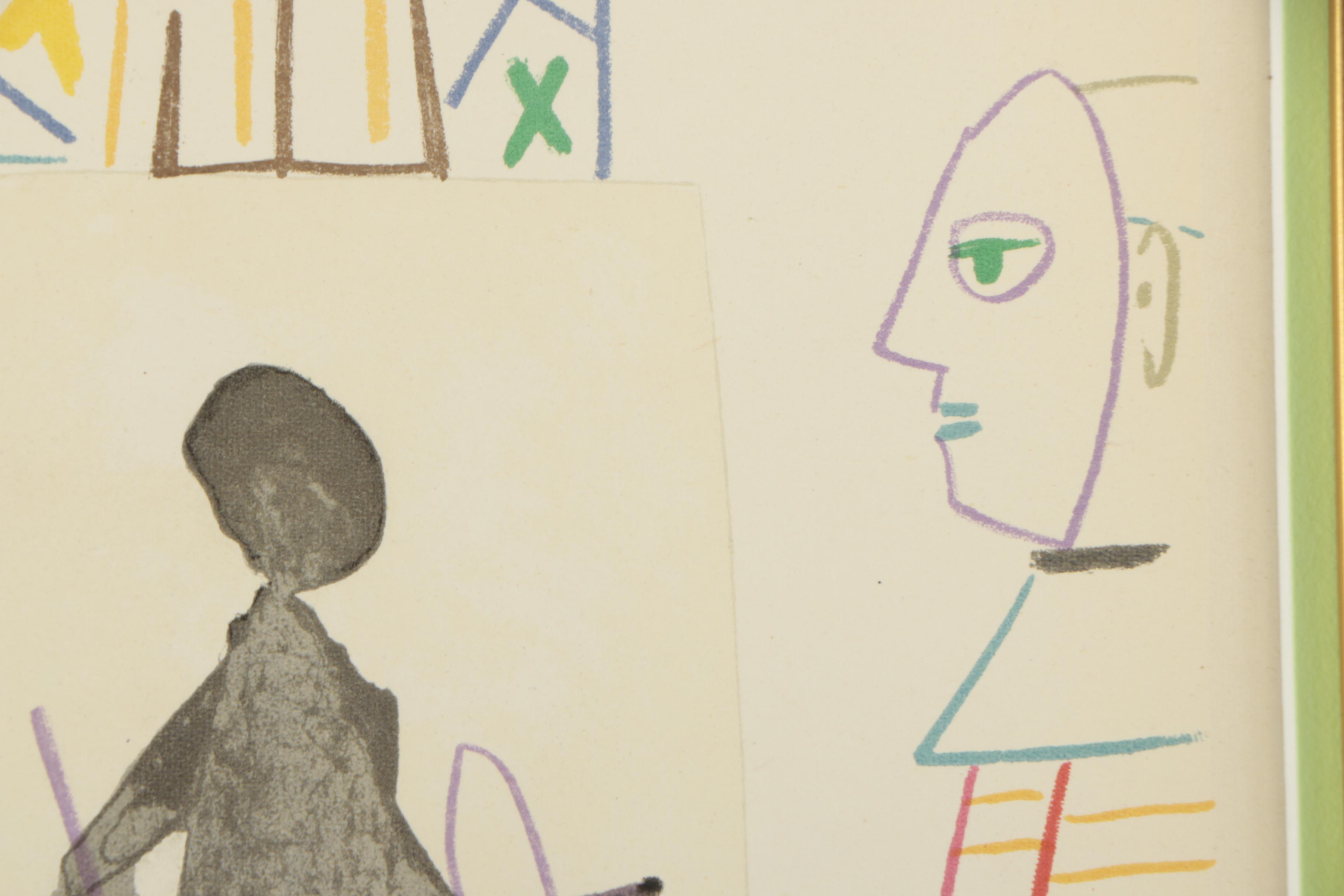 Color Lithograph After Pablo Picasso " The Painter and The Model"