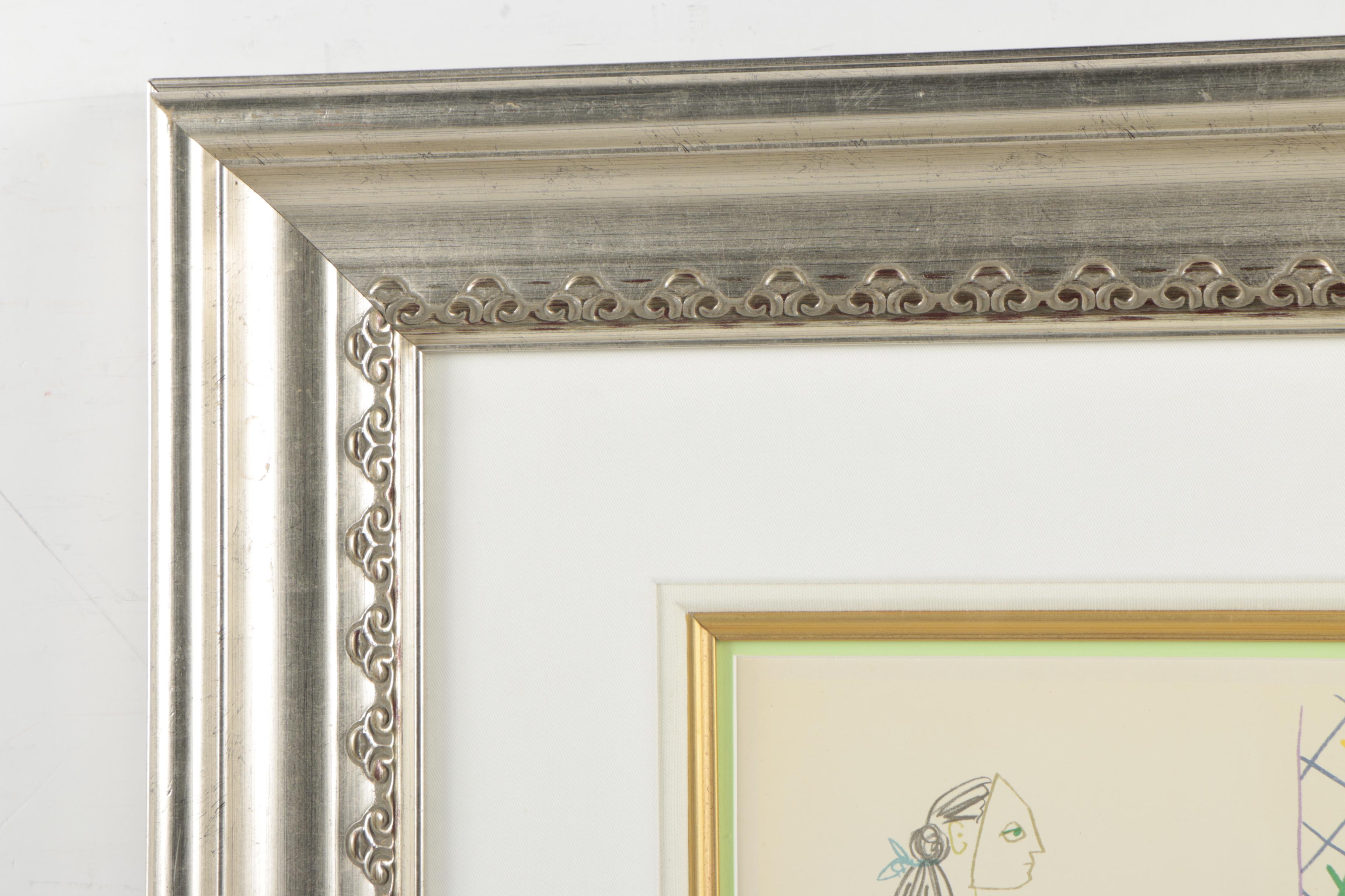 Color Lithograph After Pablo Picasso " The Painter and The Model"