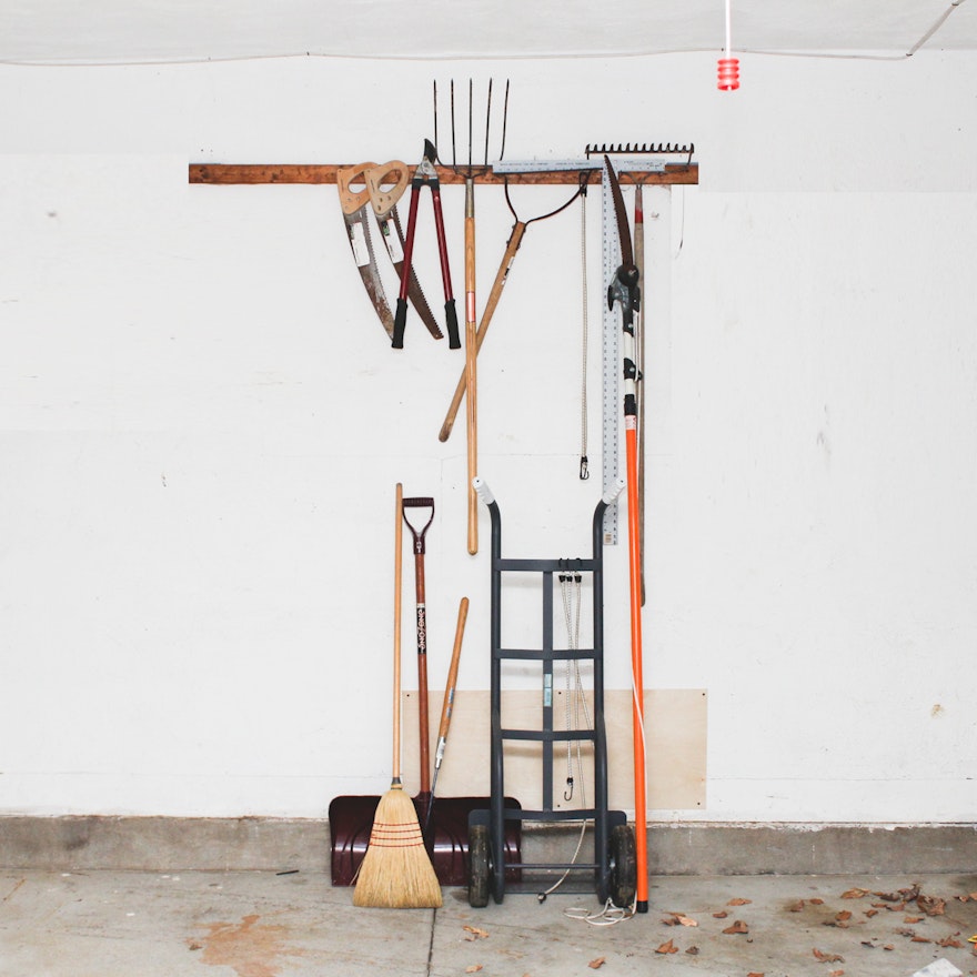 Extension Ladder and Assorted Lawn Tools