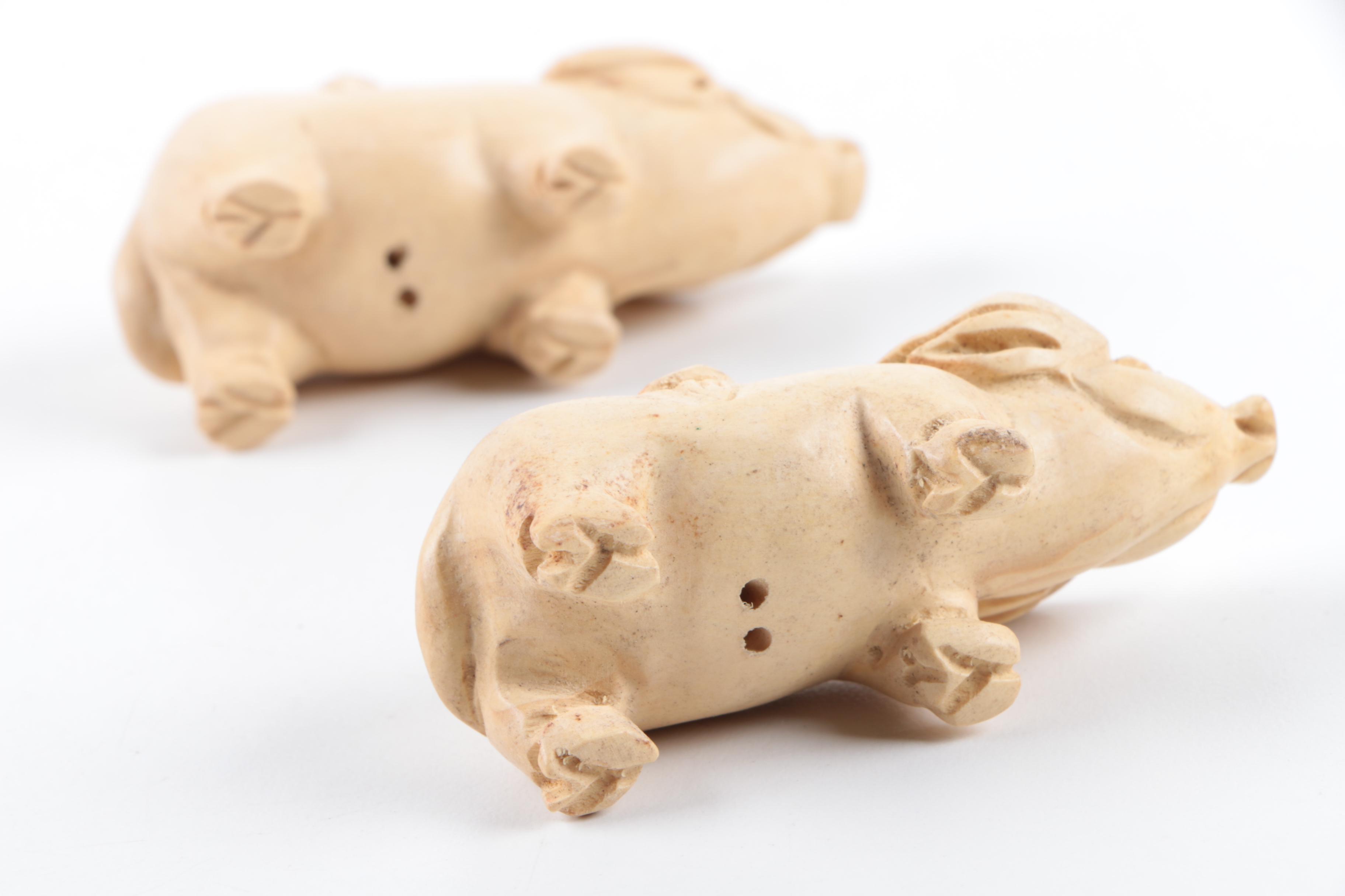 Hand-Carved Wood and Stone Animal Figurines