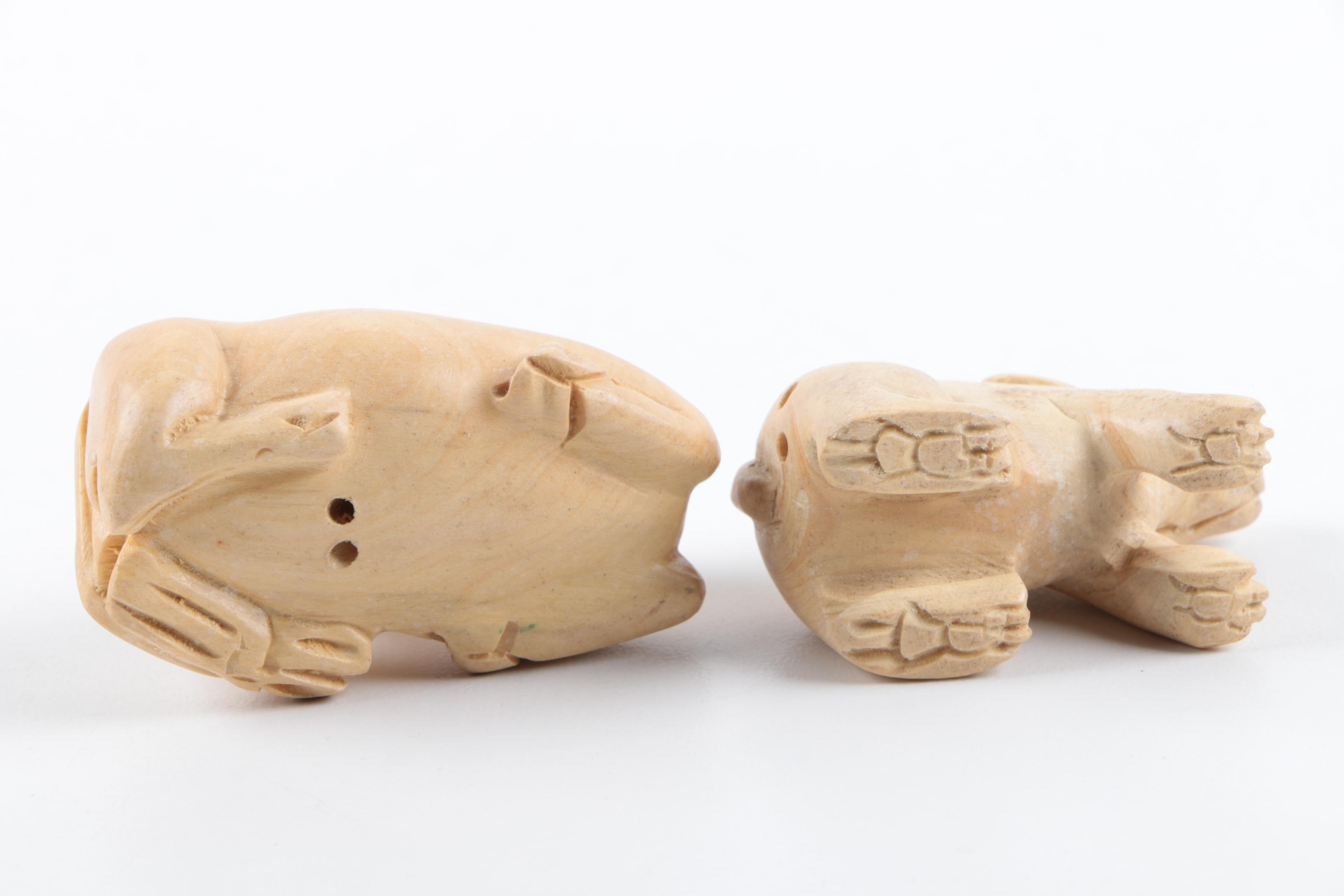 Hand-Carved Wood and Stone Animal Figurines