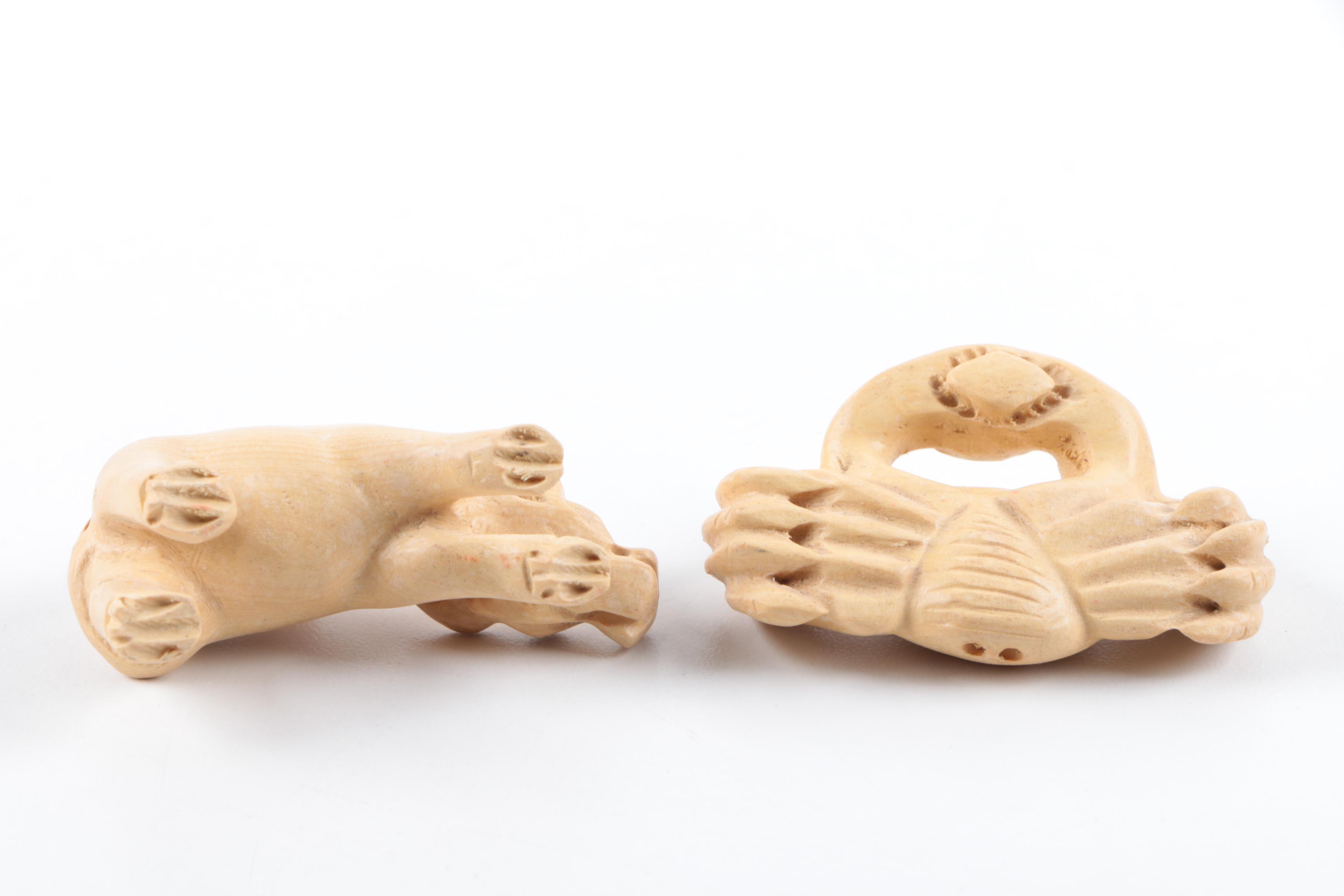 Hand-Carved Wood and Stone Animal Figurines
