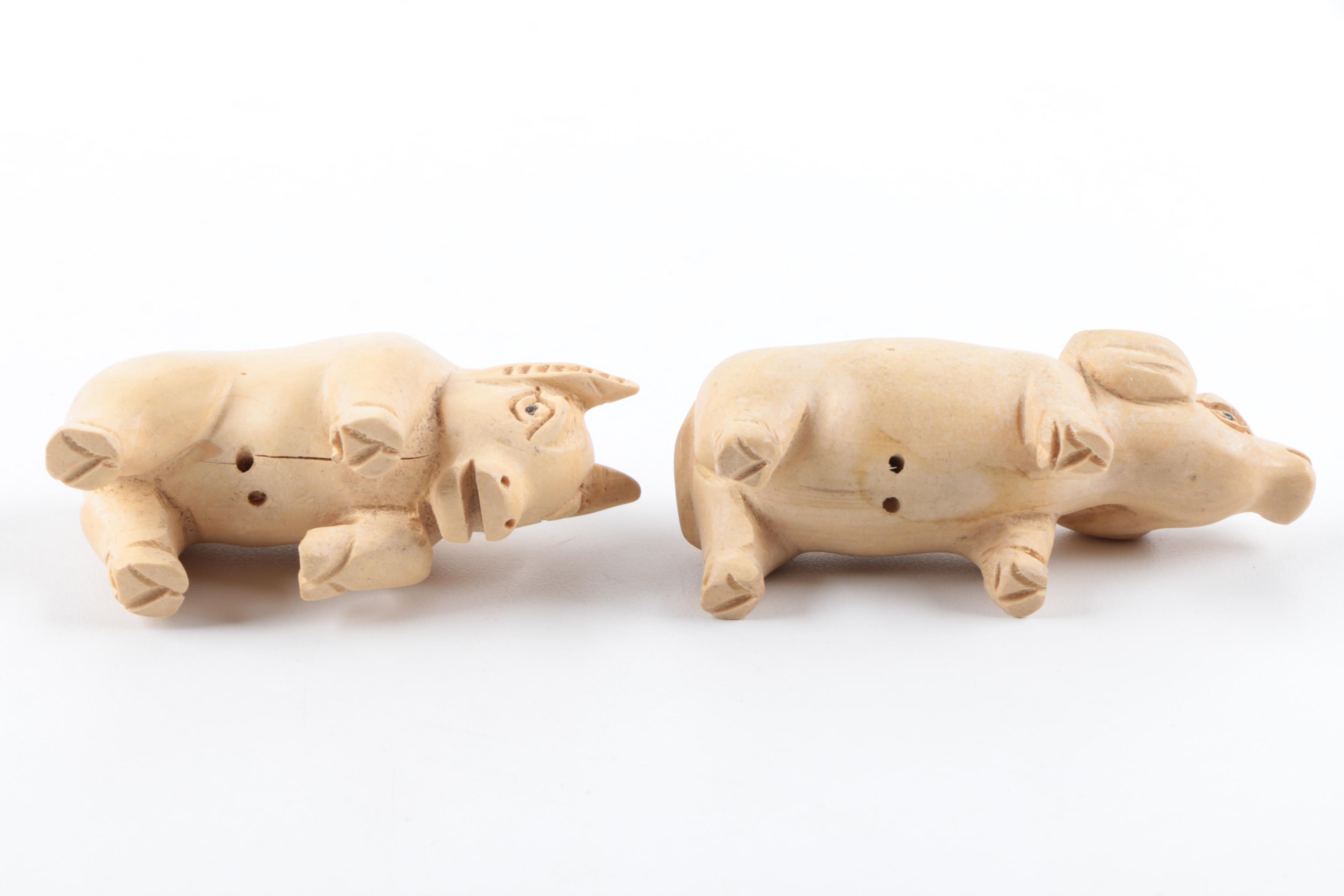 Hand-Carved Wood and Stone Animal Figurines