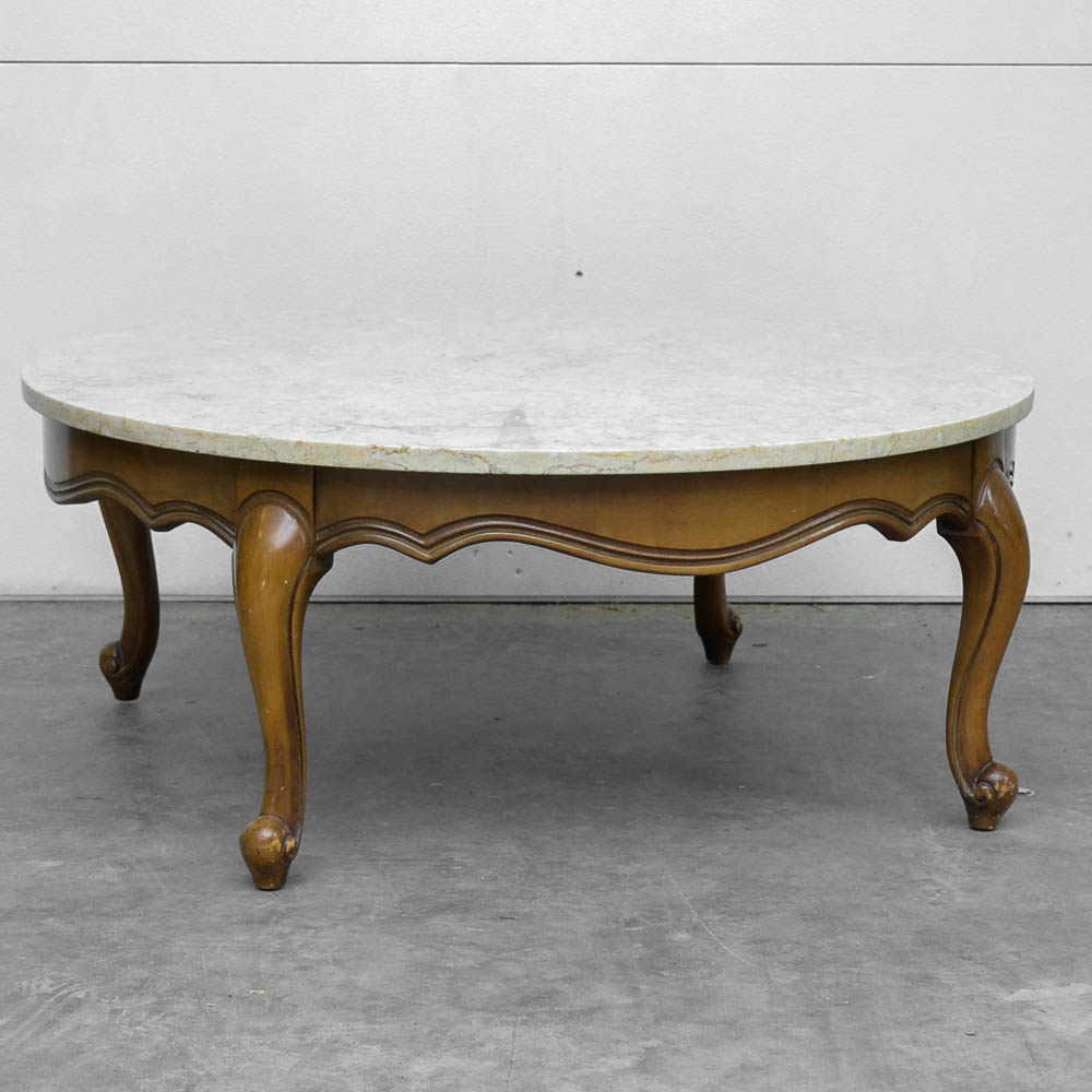 French Provincial Marble Top Coffee Table