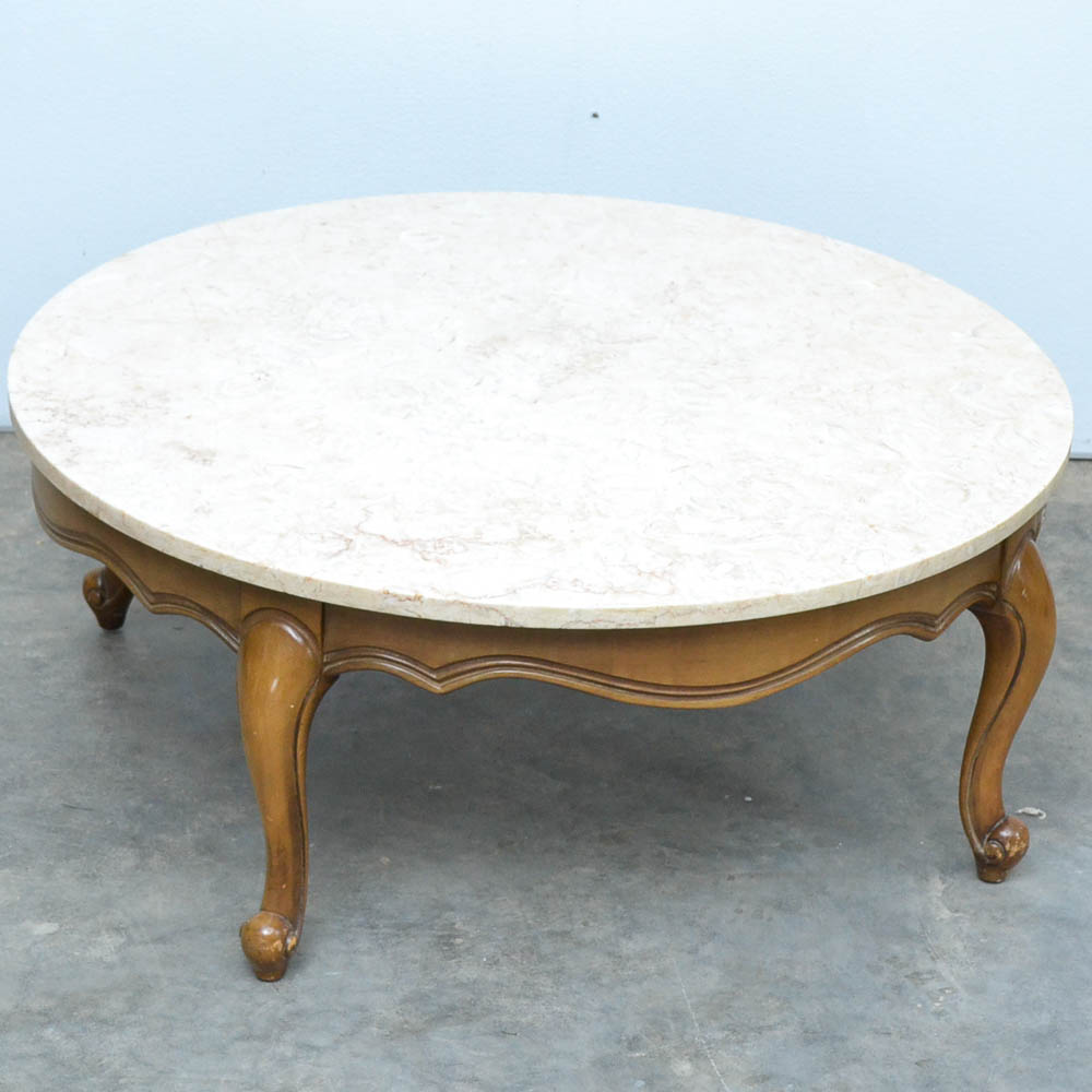French Provincial Marble Top Coffee Table