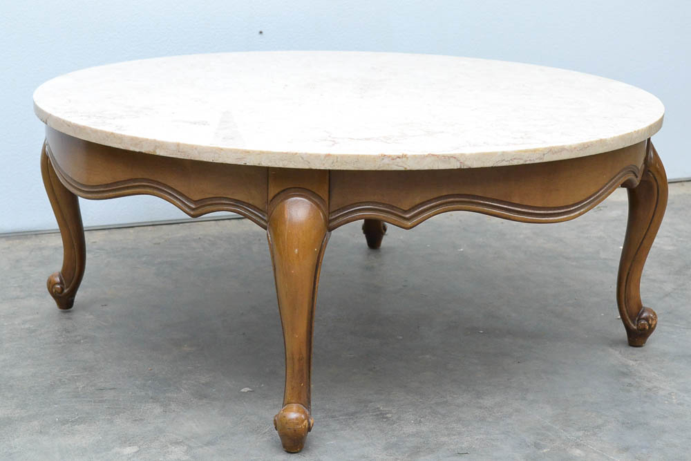 French Provincial Marble Top Coffee Table