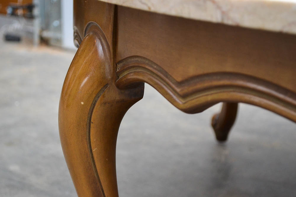 French Provincial Marble Top Coffee Table