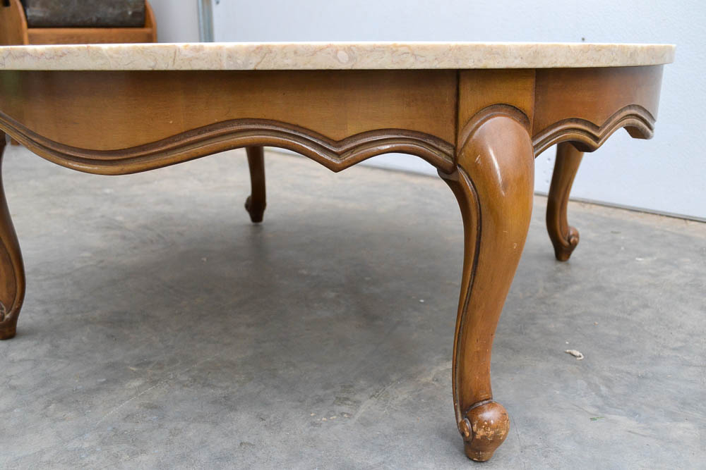 French Provincial Marble Top Coffee Table