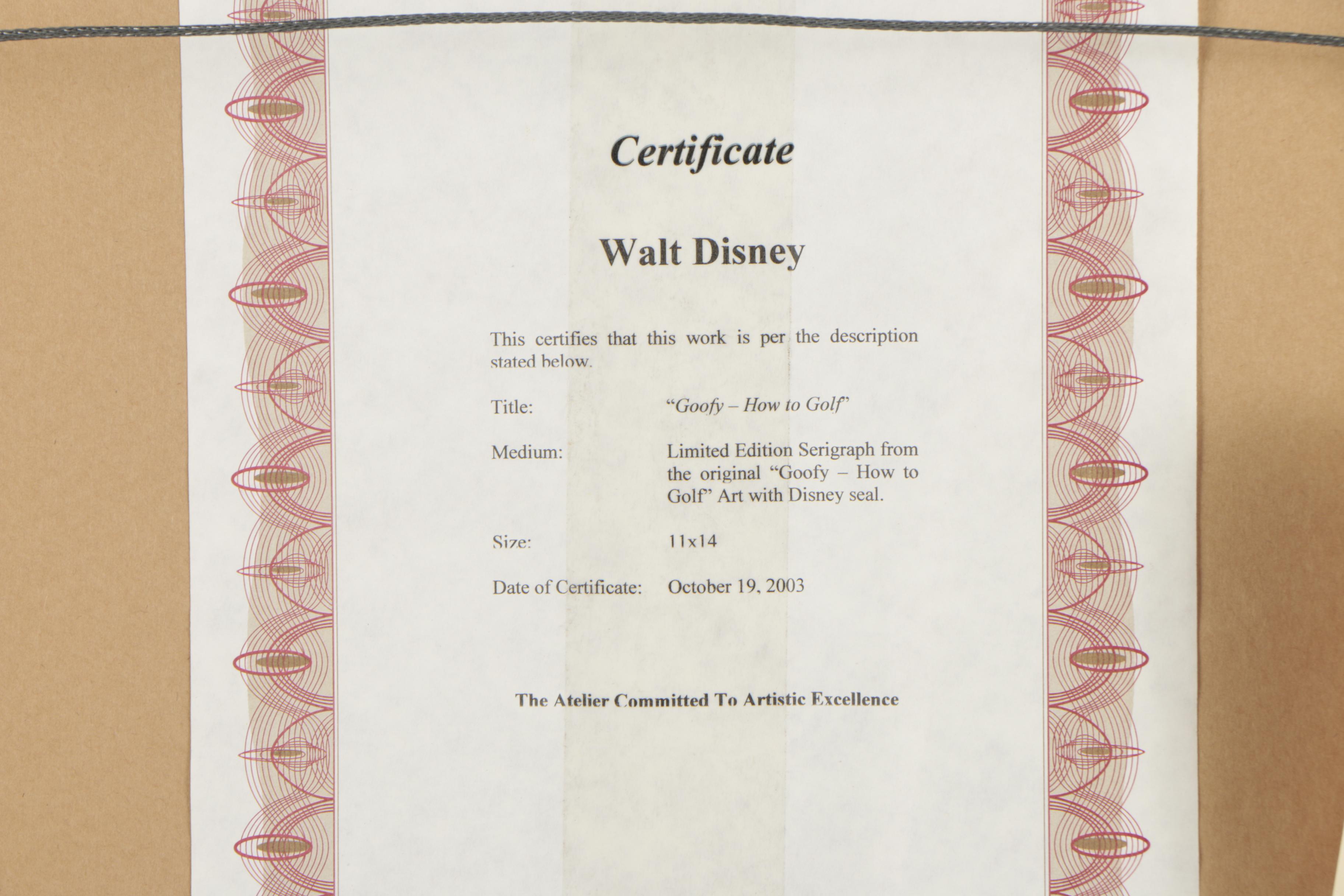 Walt Disney Animation Sericel of Goofy