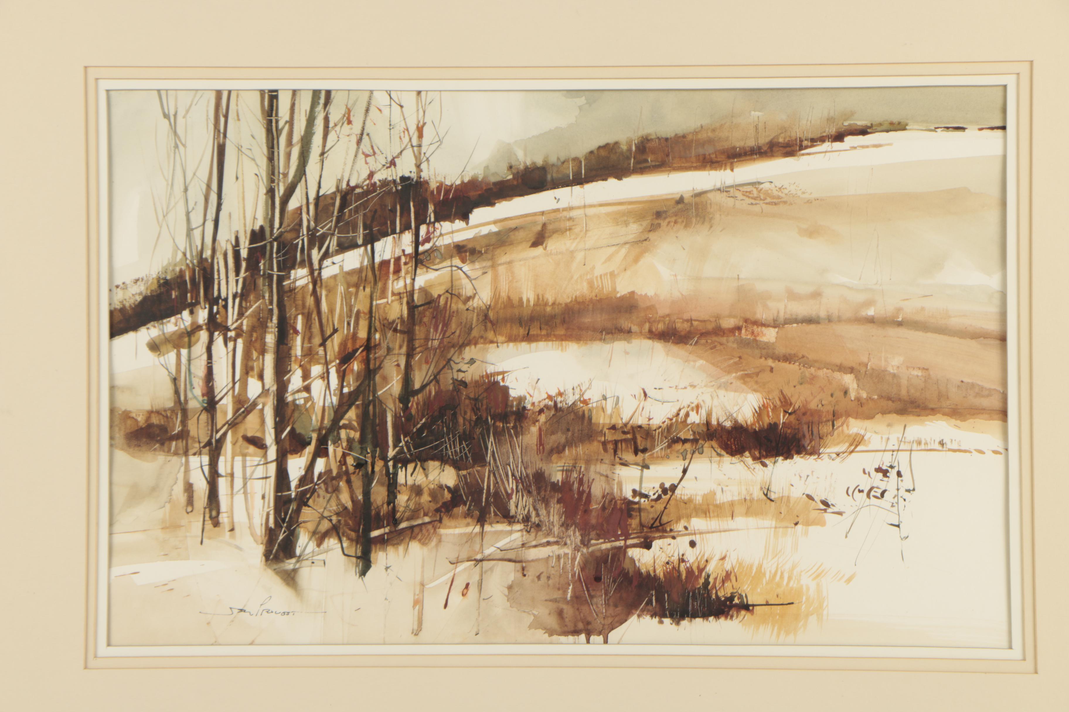 Jon Provest Watercolor Painting "First Thaw"