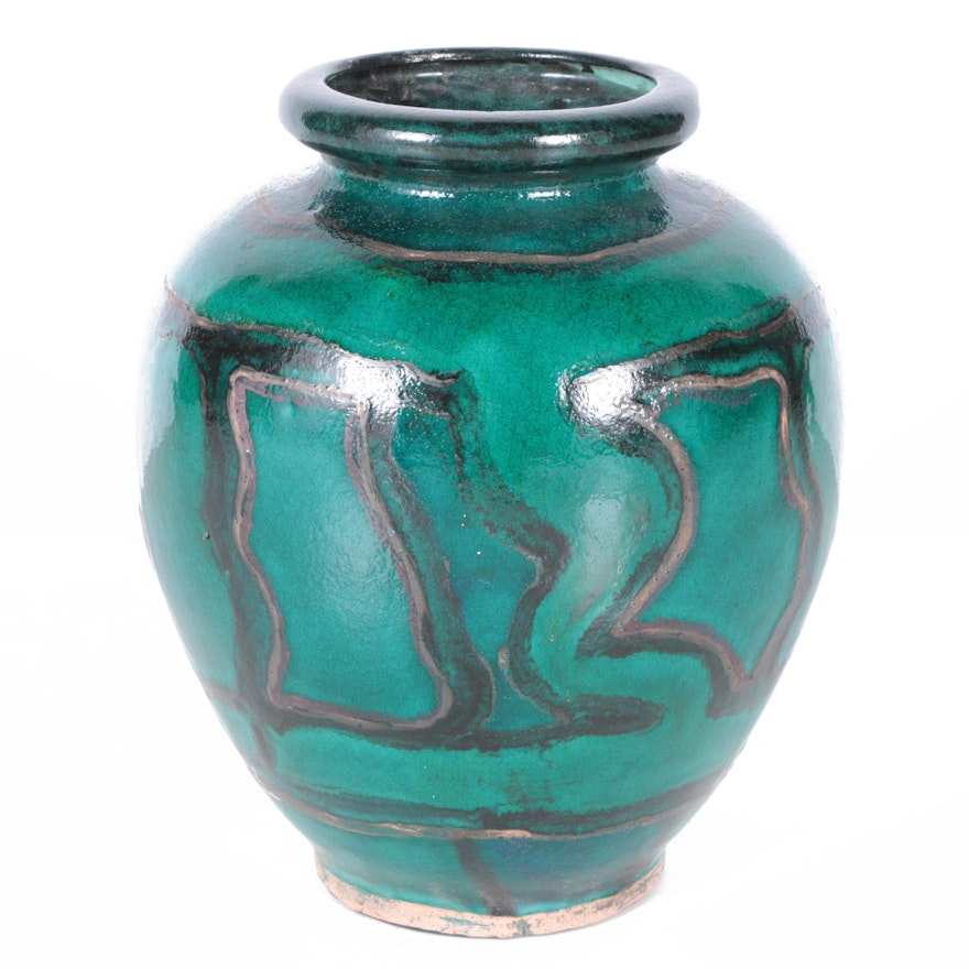 Large Green Ceramic Vase