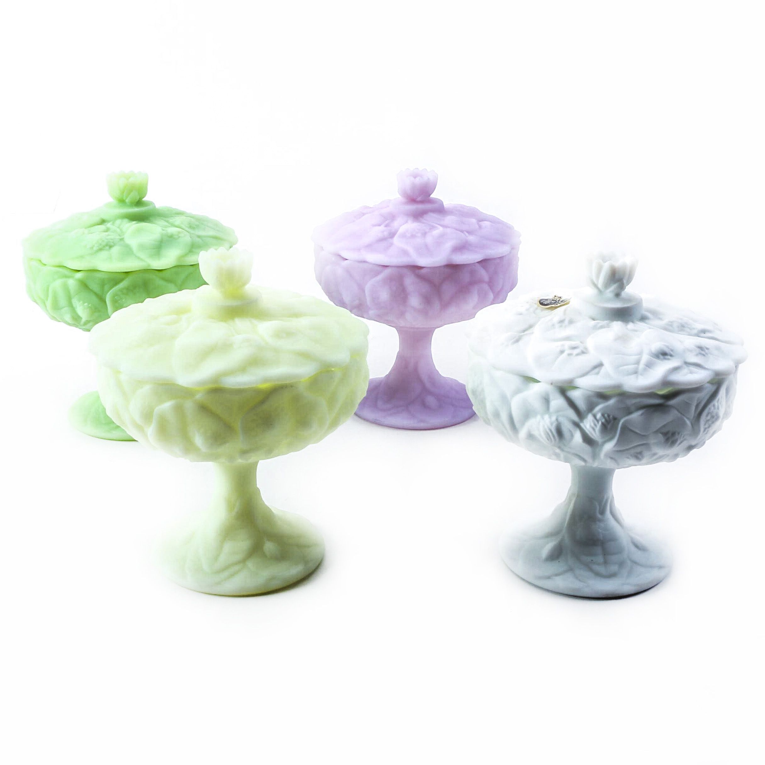 Fenton "Water Lily" Satin Glass Candy Dishes