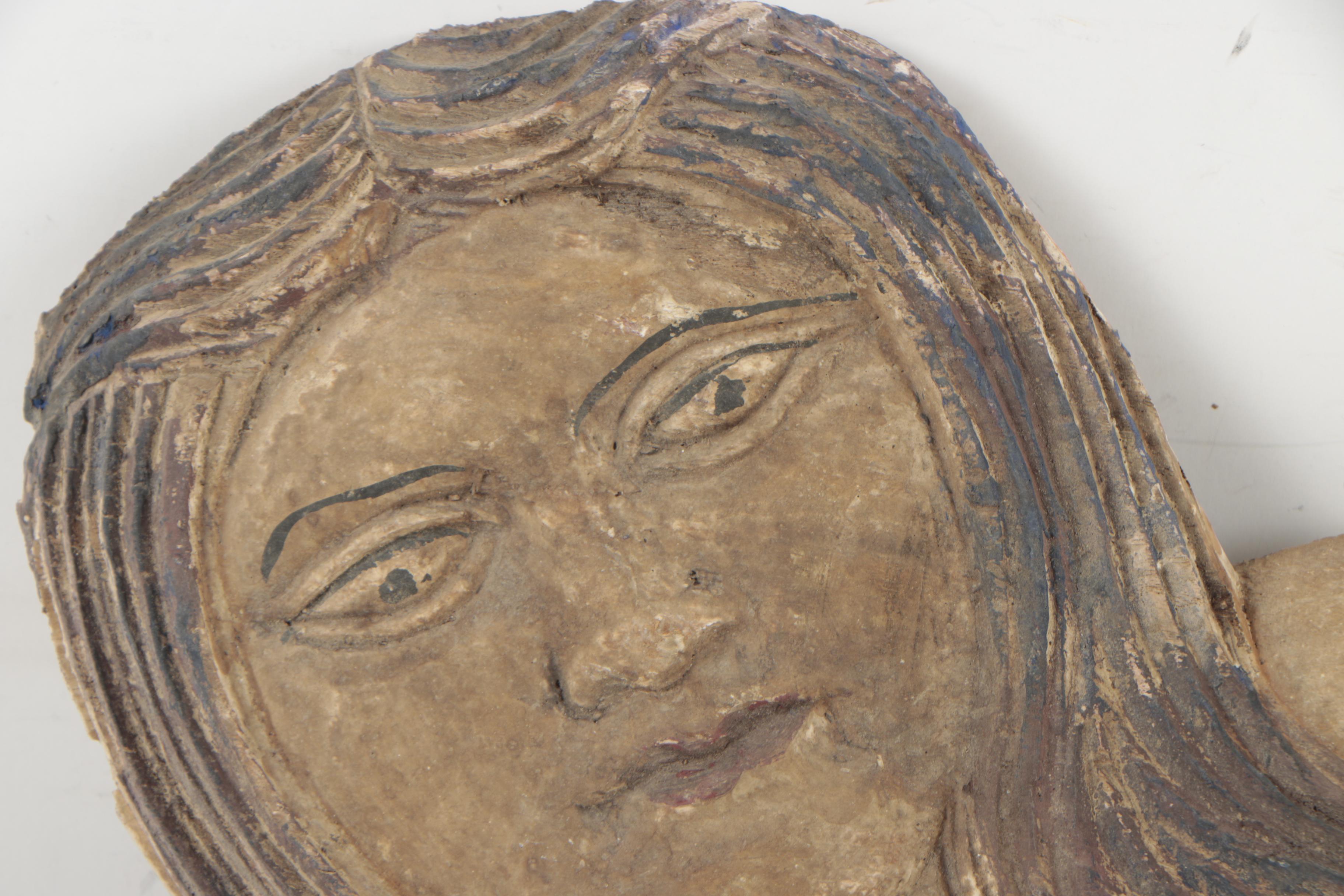 Carved Folk Art-Style Mermaid Sculpture