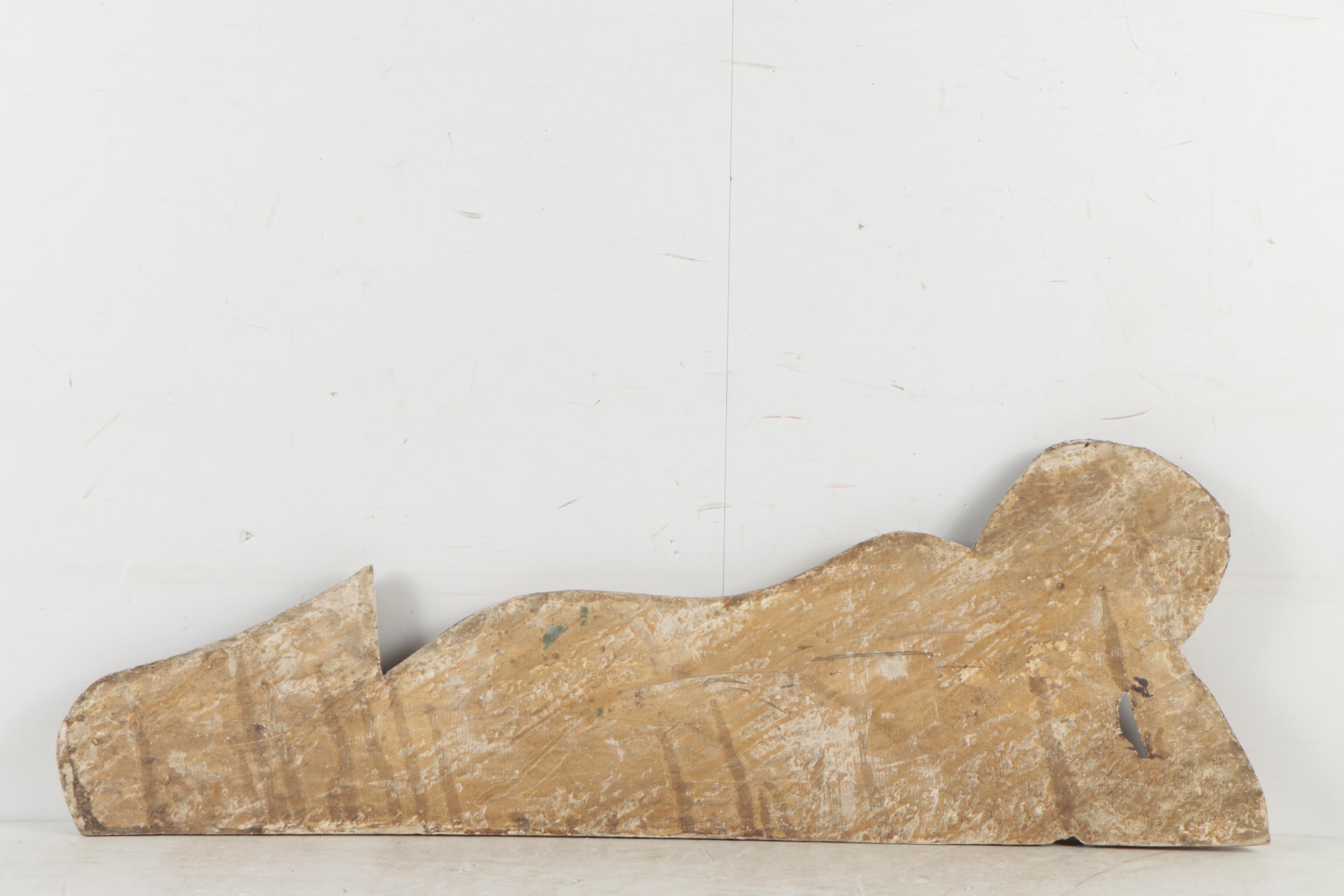 Carved Folk Art-Style Mermaid Sculpture