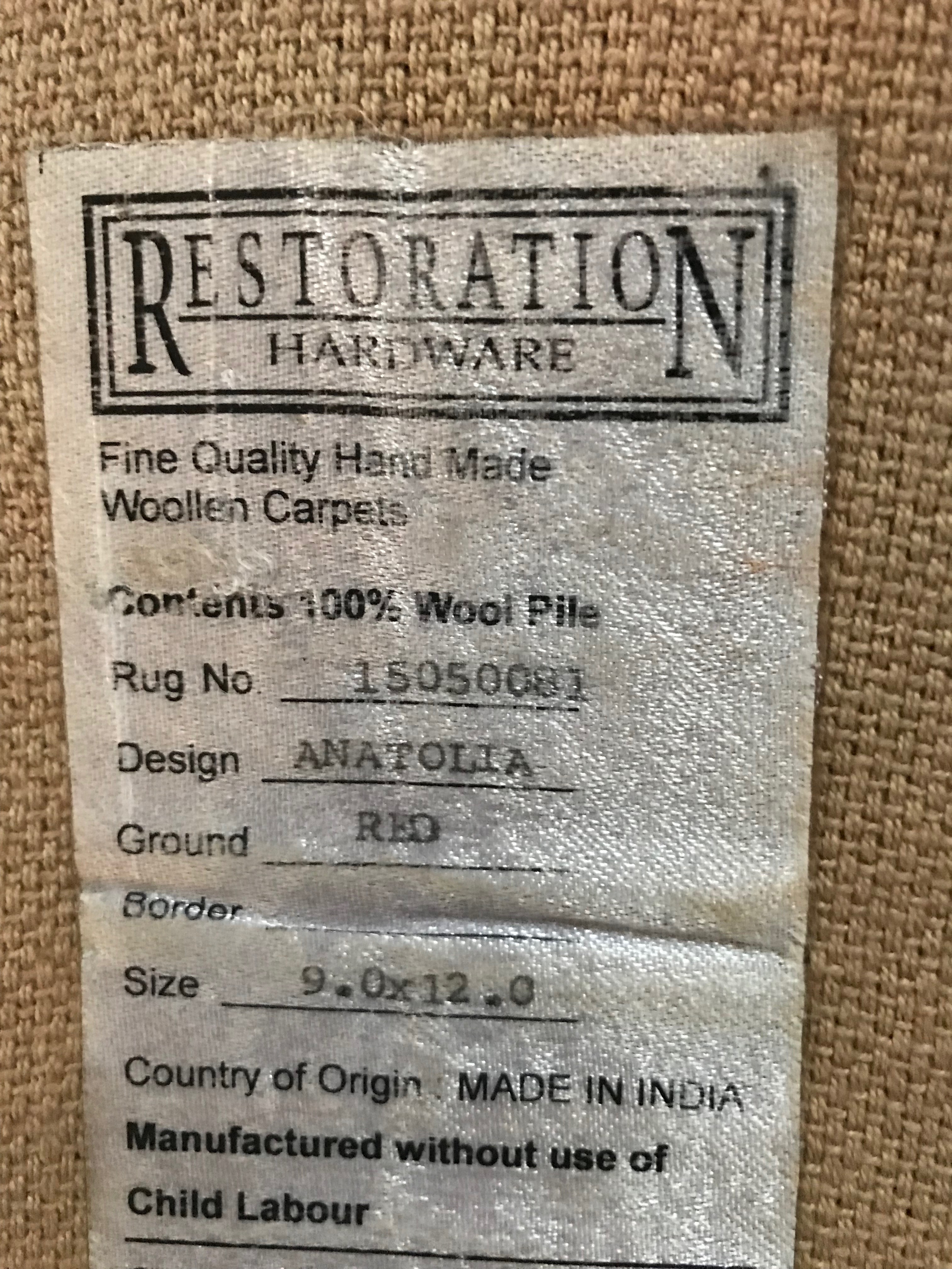 Restoration Hardware Wool "Anatolia" Area Rug