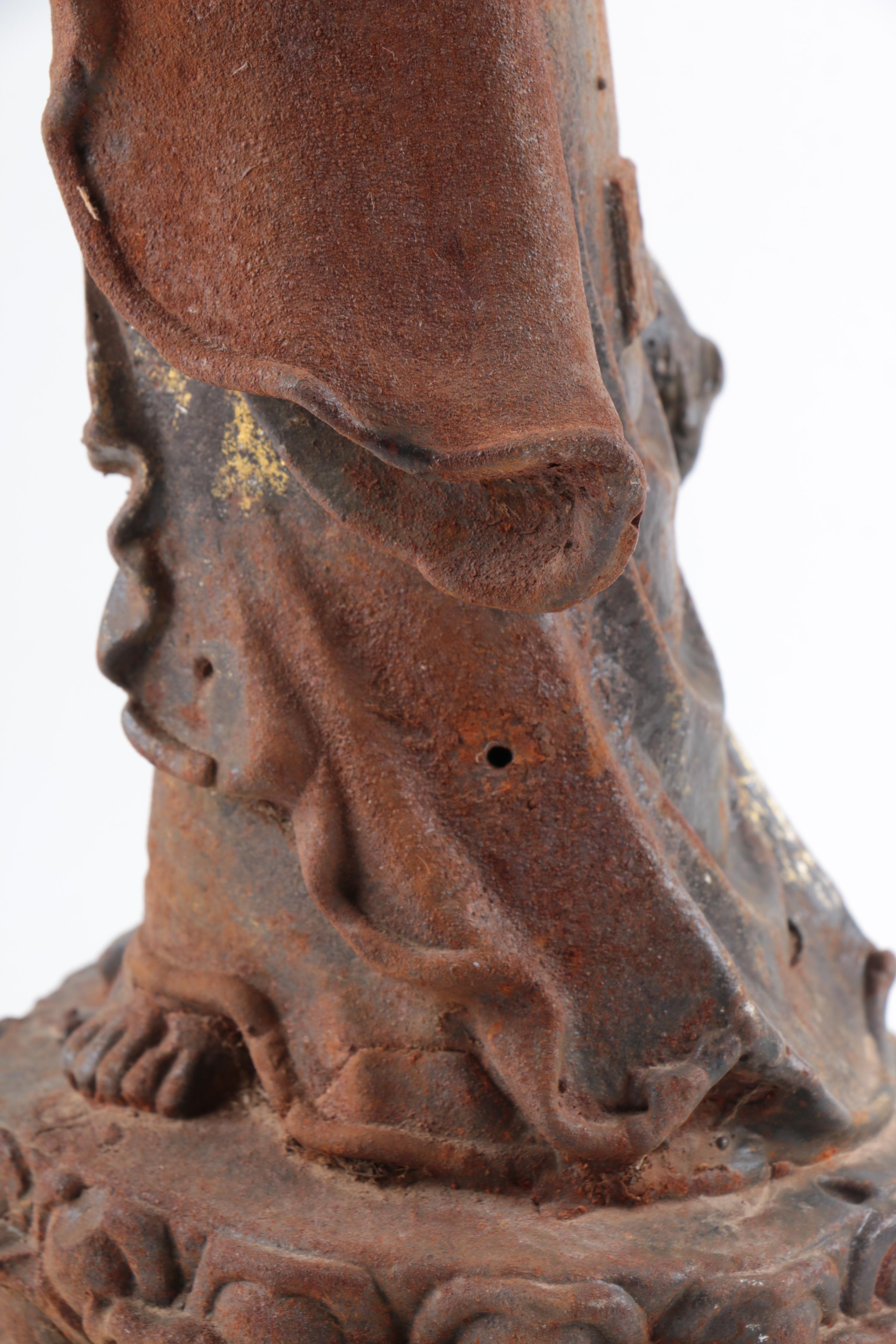 Antique Chinese Cast Iron Guanyin Statue