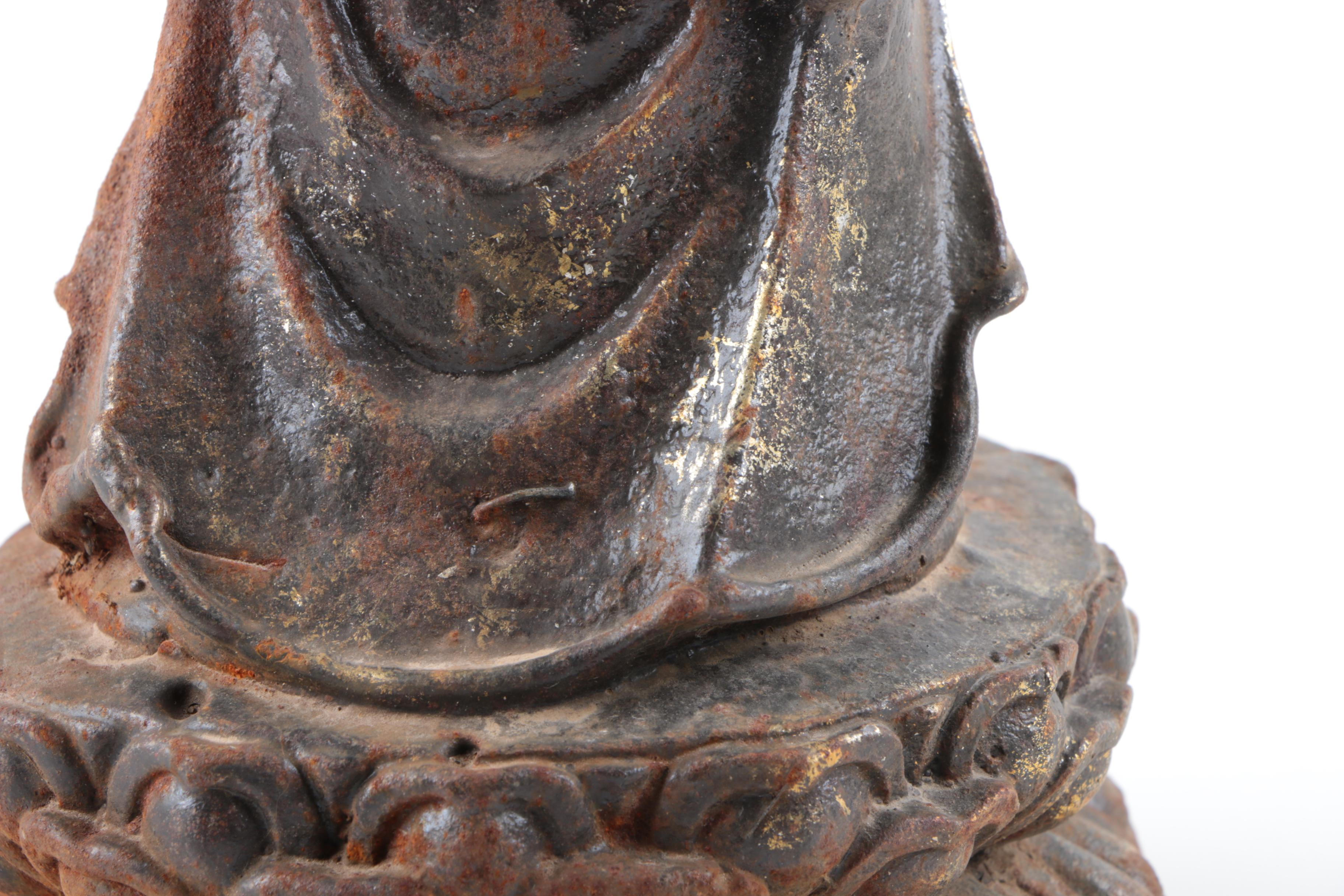 Antique Chinese Cast Iron Guanyin Statue