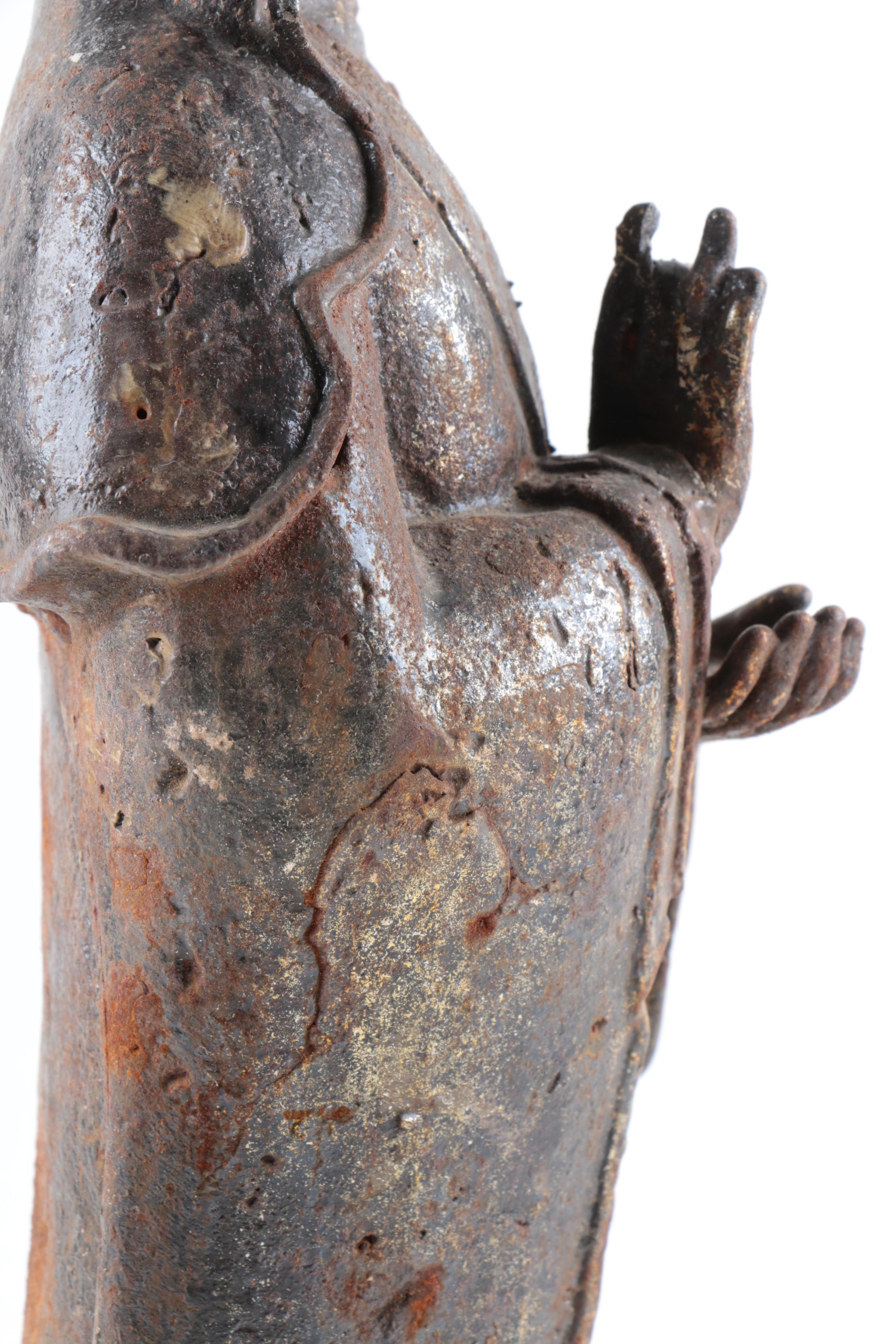 Antique Chinese Cast Iron Guanyin Statue