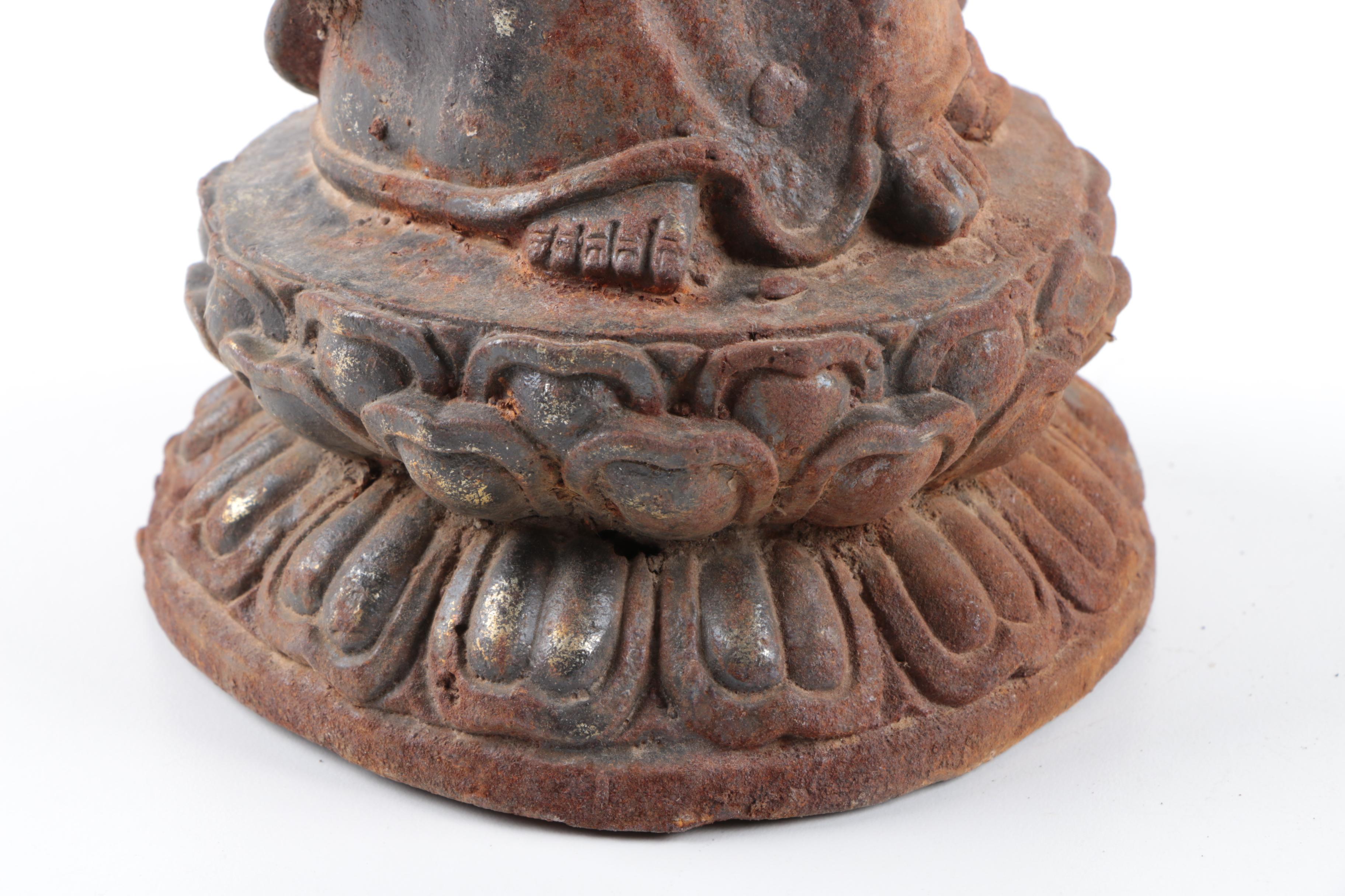 Antique Chinese Cast Iron Guanyin Statue