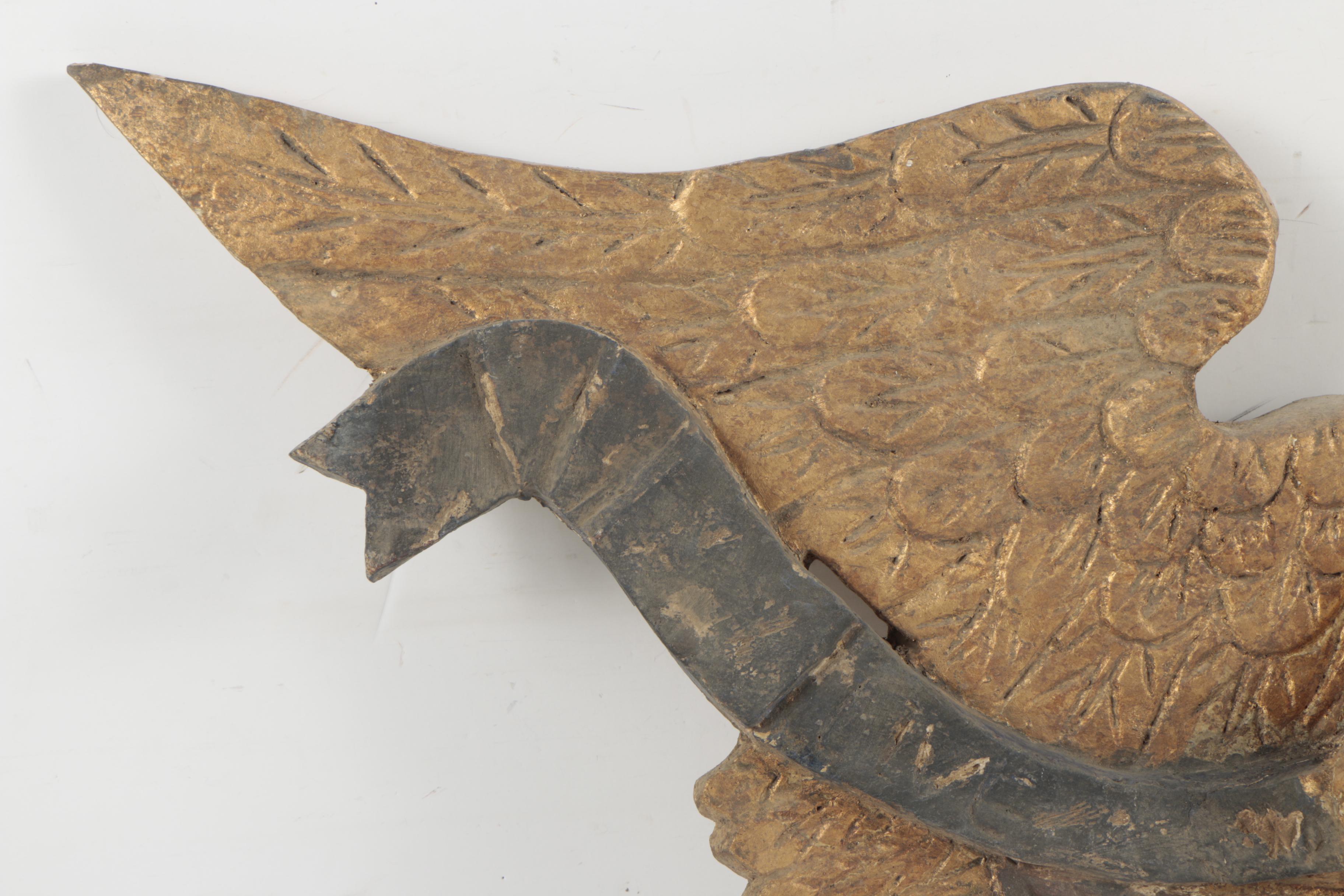 Folk Art-Style Carved Wooden Eagle "Live and Let Live"