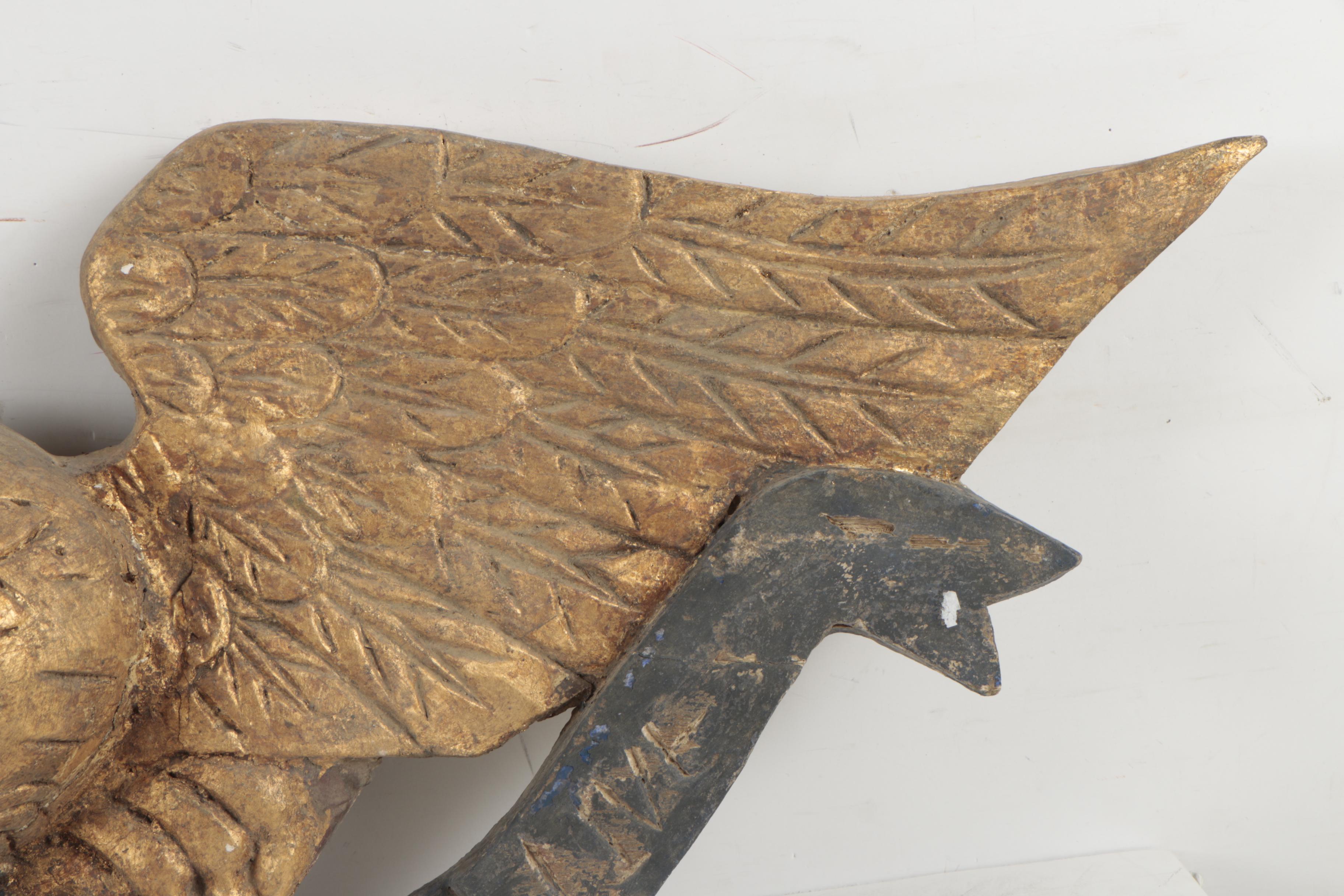 Folk Art-Style Carved Wooden Eagle "Live and Let Live"