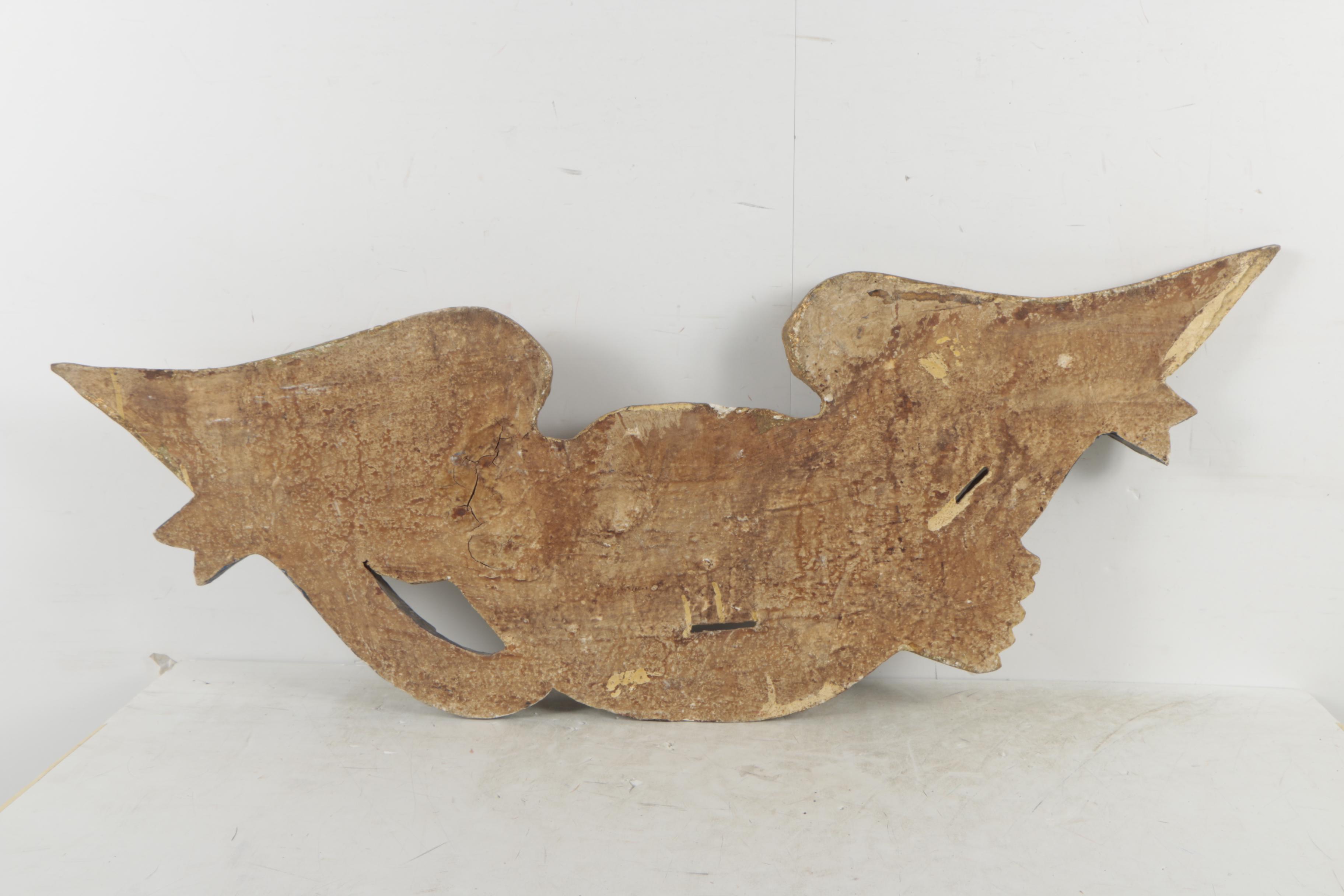 Folk Art-Style Carved Wooden Eagle "Live and Let Live"